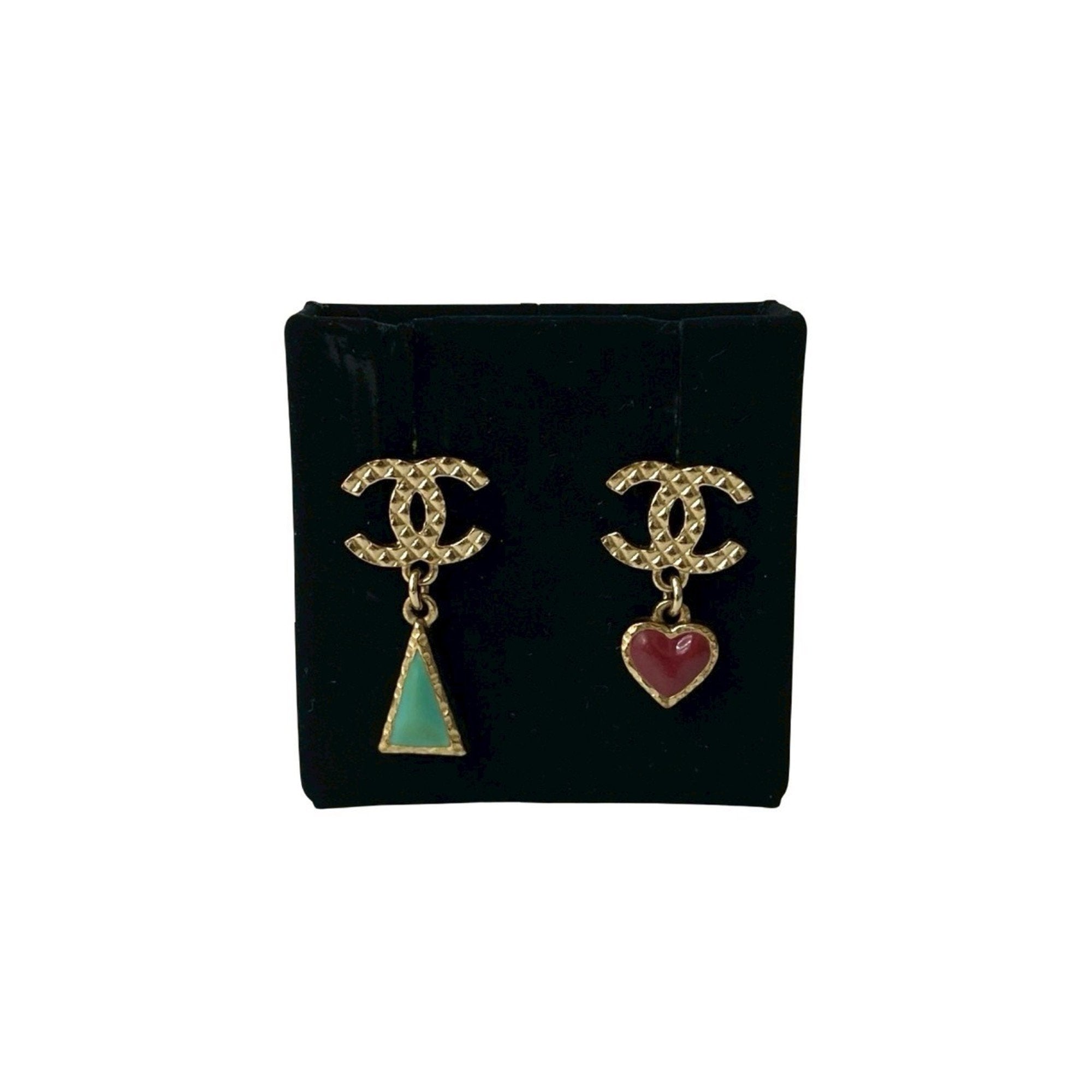 CC Logo Heart Earrings Metal Rose Gold-Tone Metal