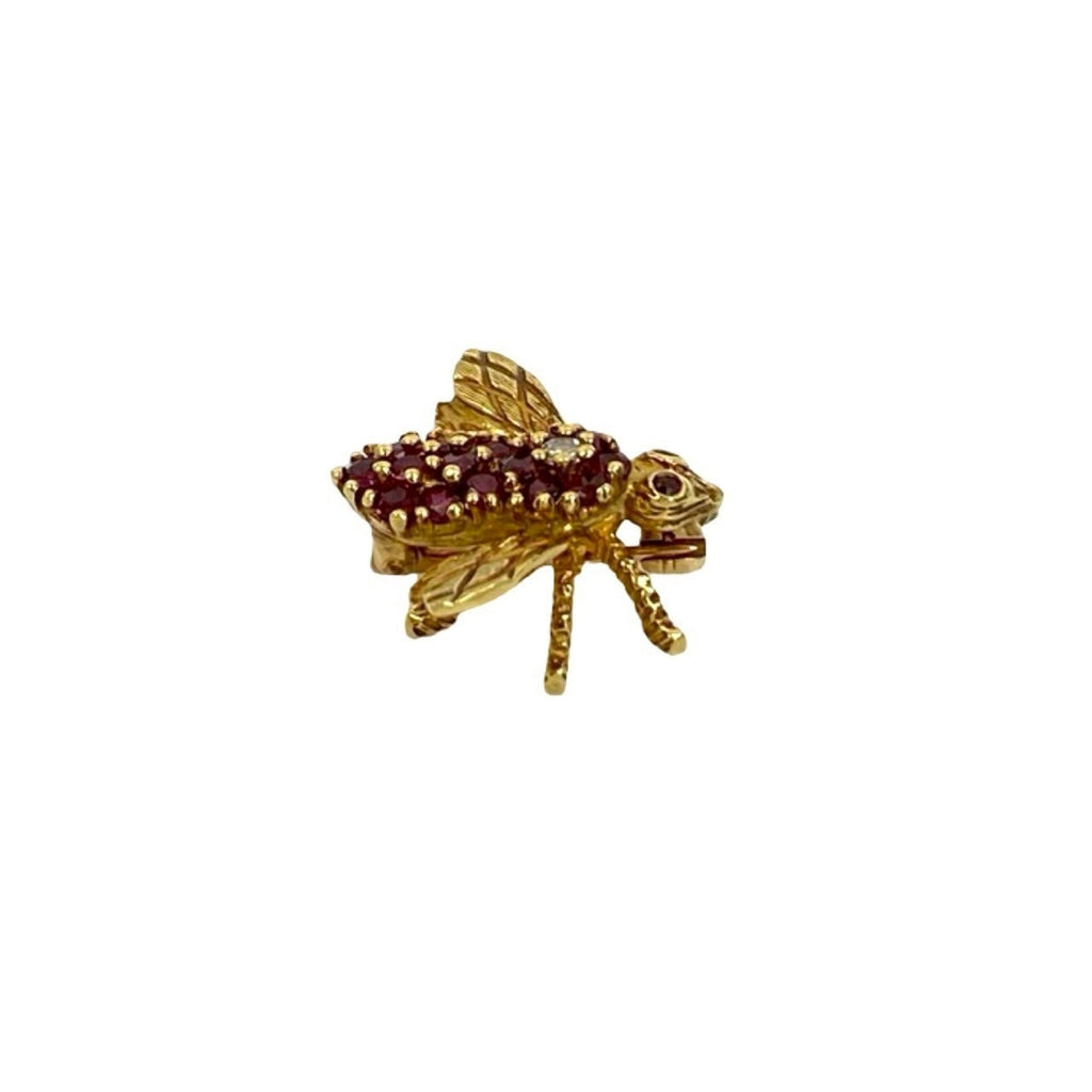 Bee Motif Brooch 18K Yellow Gold and Diamond