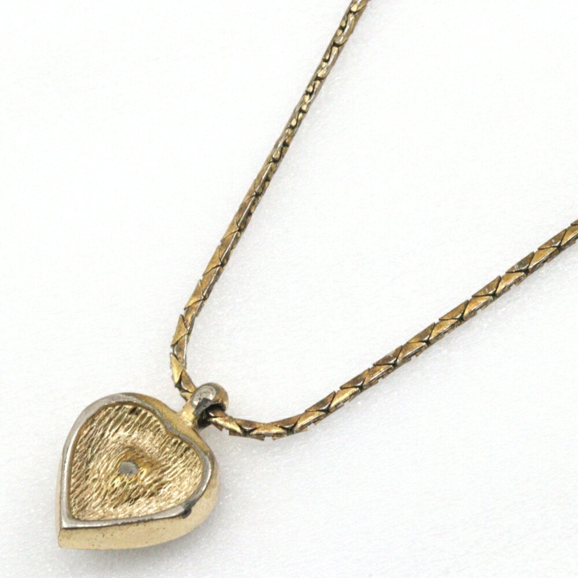 Heart Pendant Necklace Gold and Rhinestone