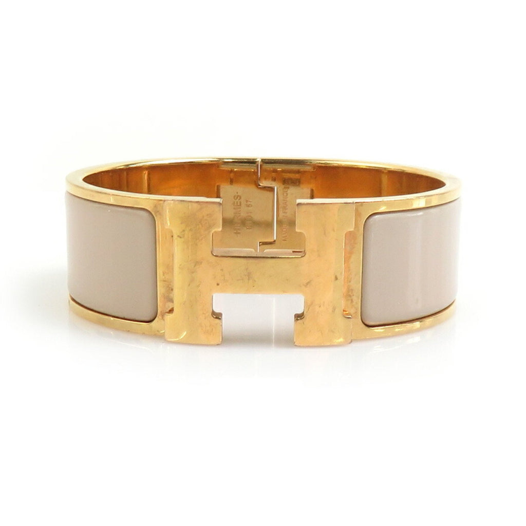 Bangle Bracelet Enamel and Metal Gold Grayish