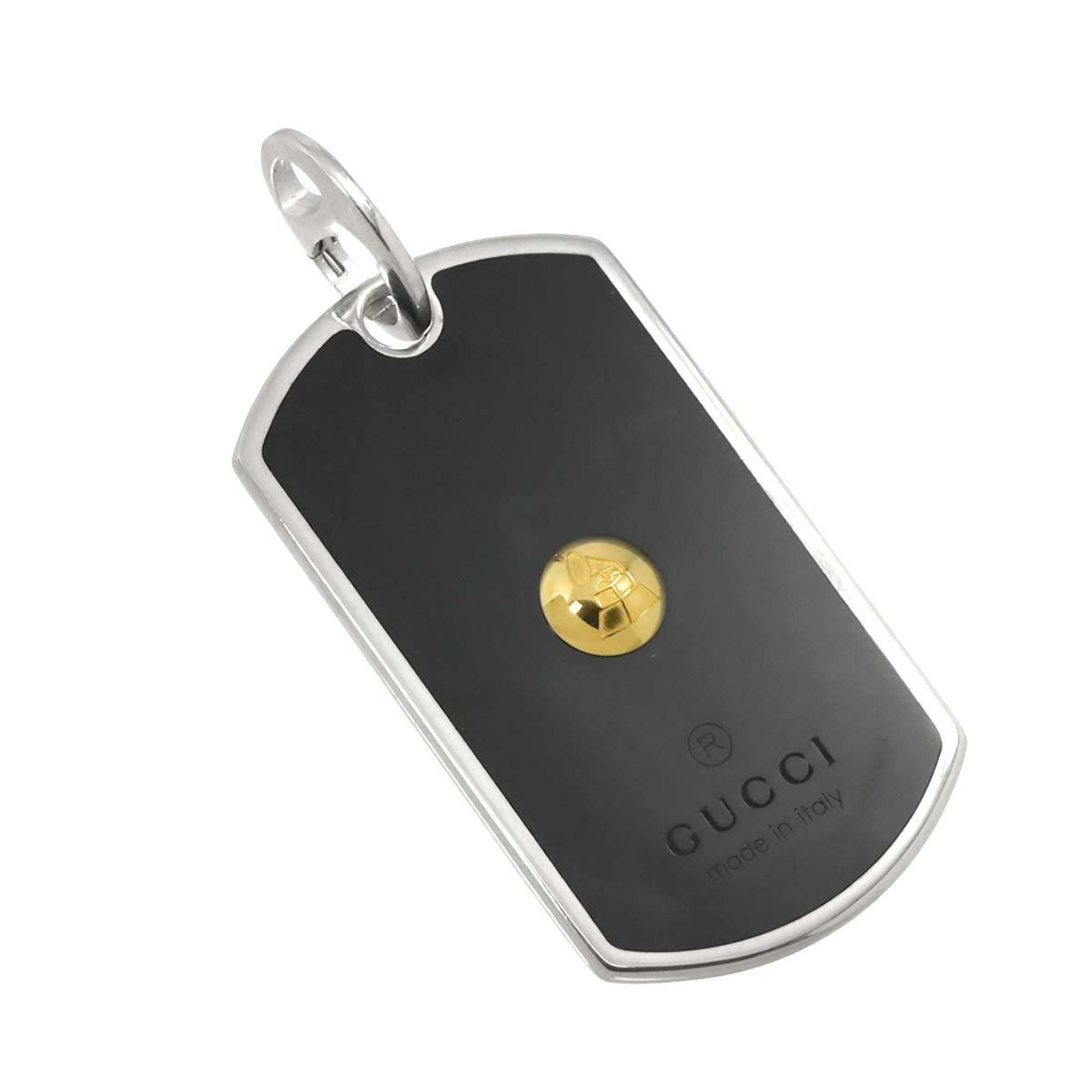 Dog Tag Pendant Necklace Enamel and Sterling Silver and 18K Yellow Gold