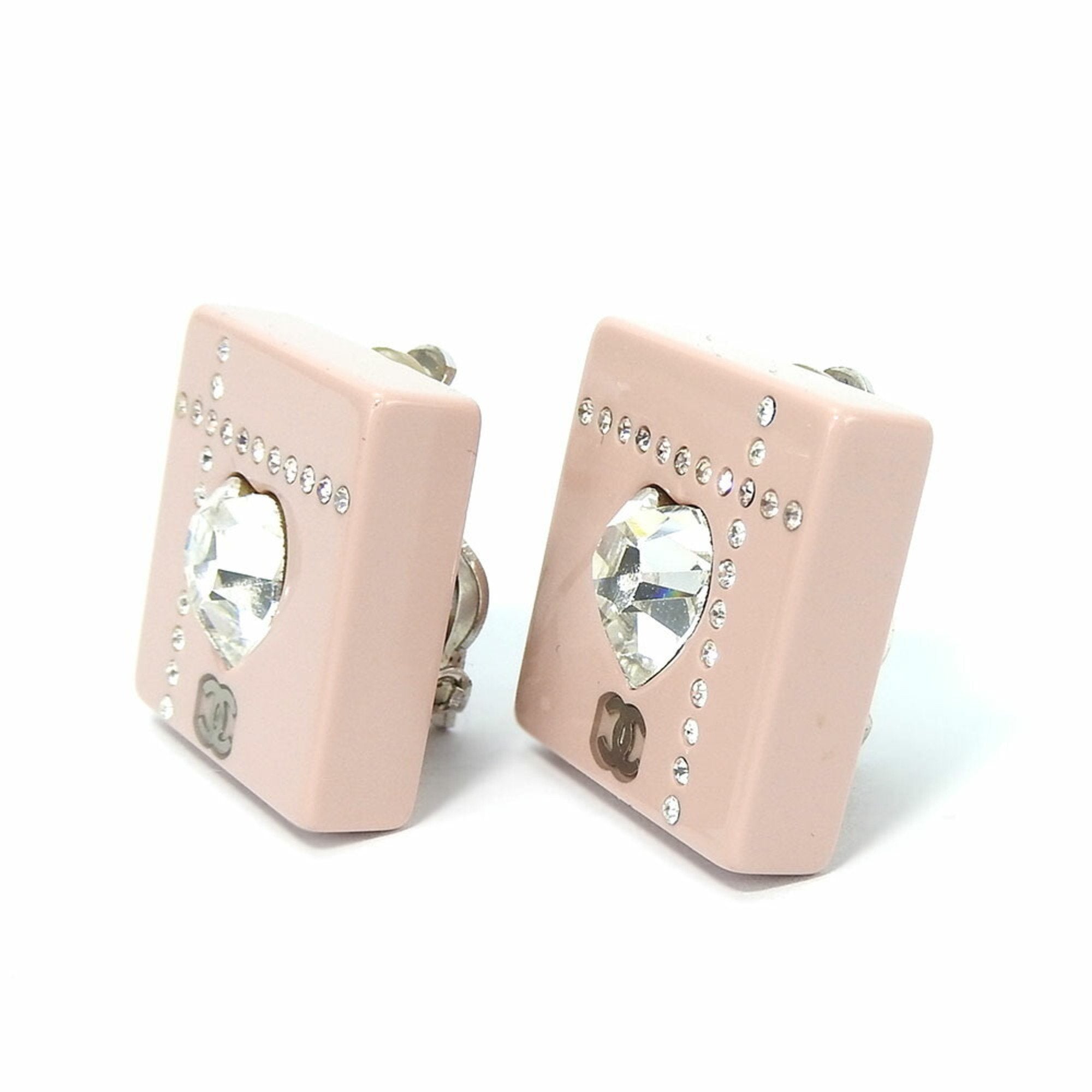 CC Logo Heart Clip-On Earrings Metal
