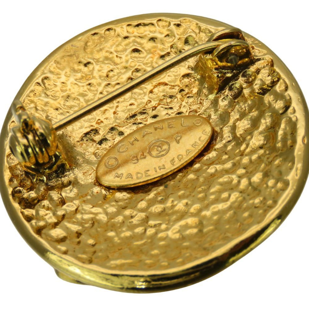 CC Logo Brooch Gold-Tone Metal