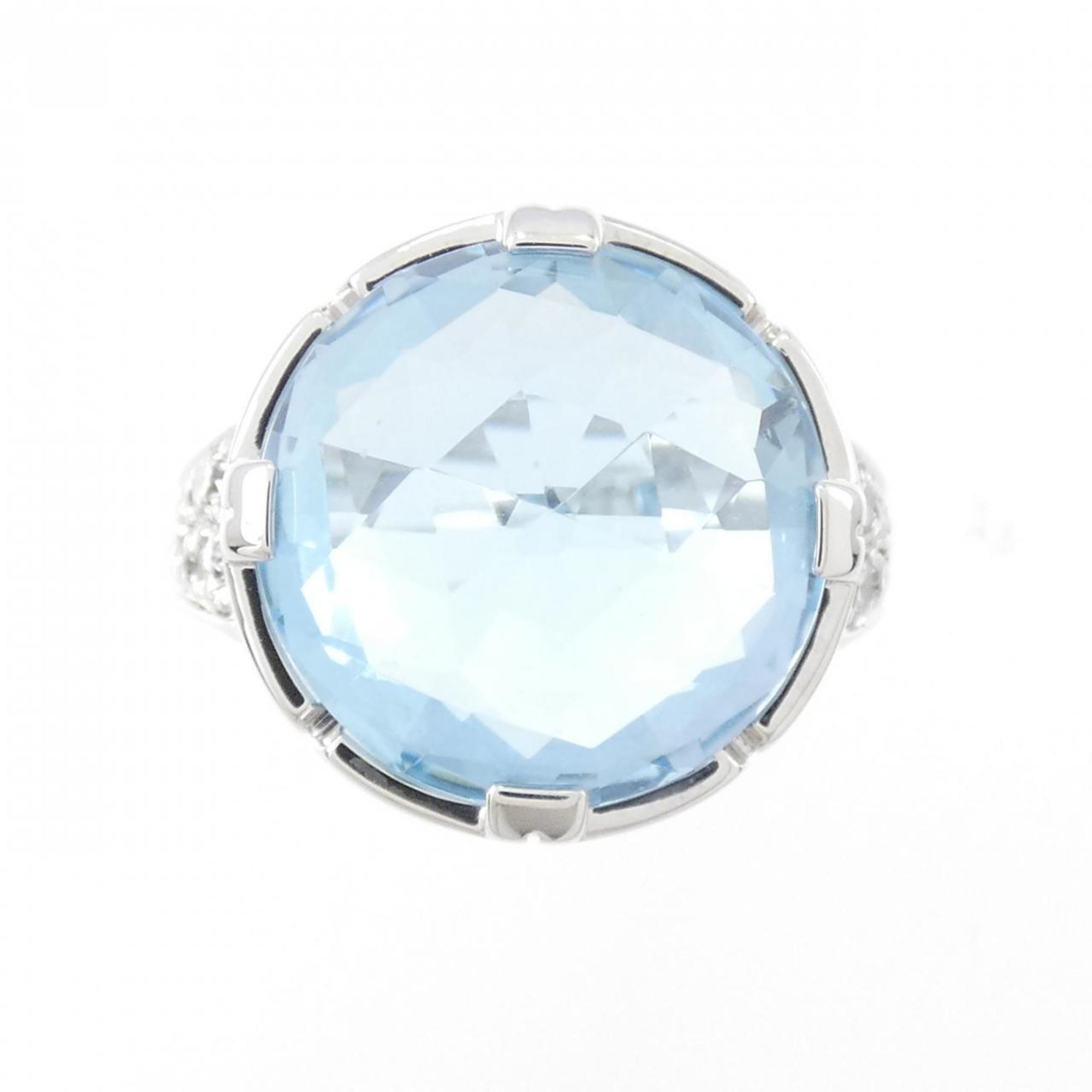 Parentesi Cocktail Ring 18K White Gold with Diamond and Topaz