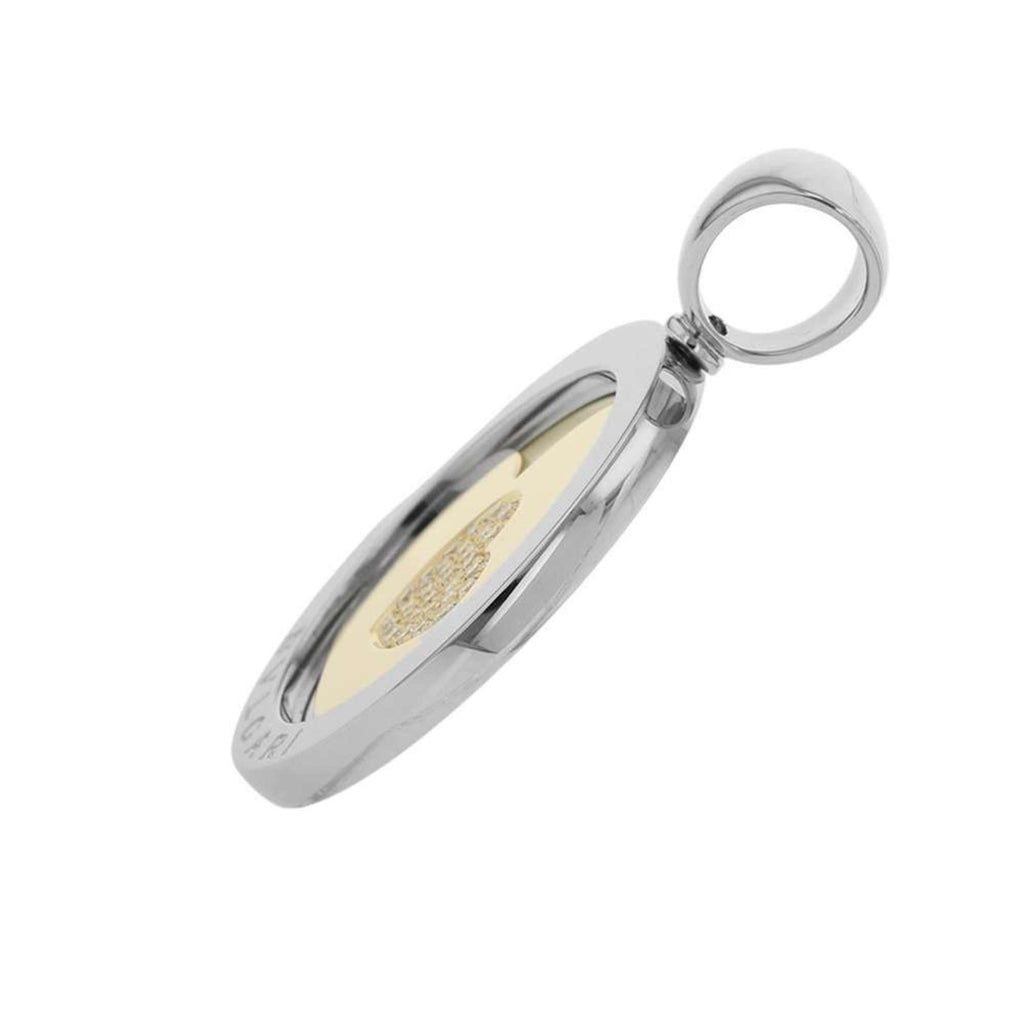 Heart Pendant Necklace Stainless Steel and Yellow Gold with Diamond