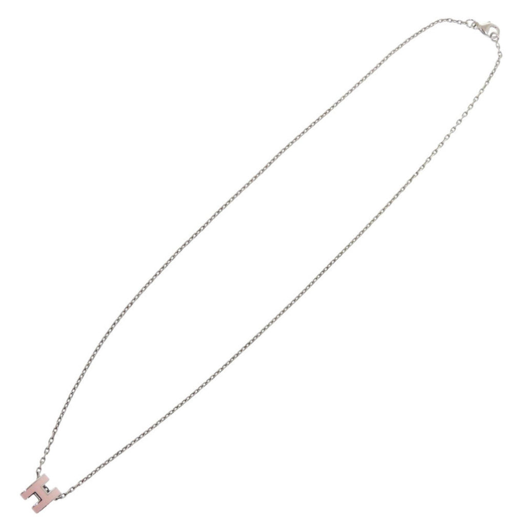 Mini Pendant Necklace Metal Pink and Silver