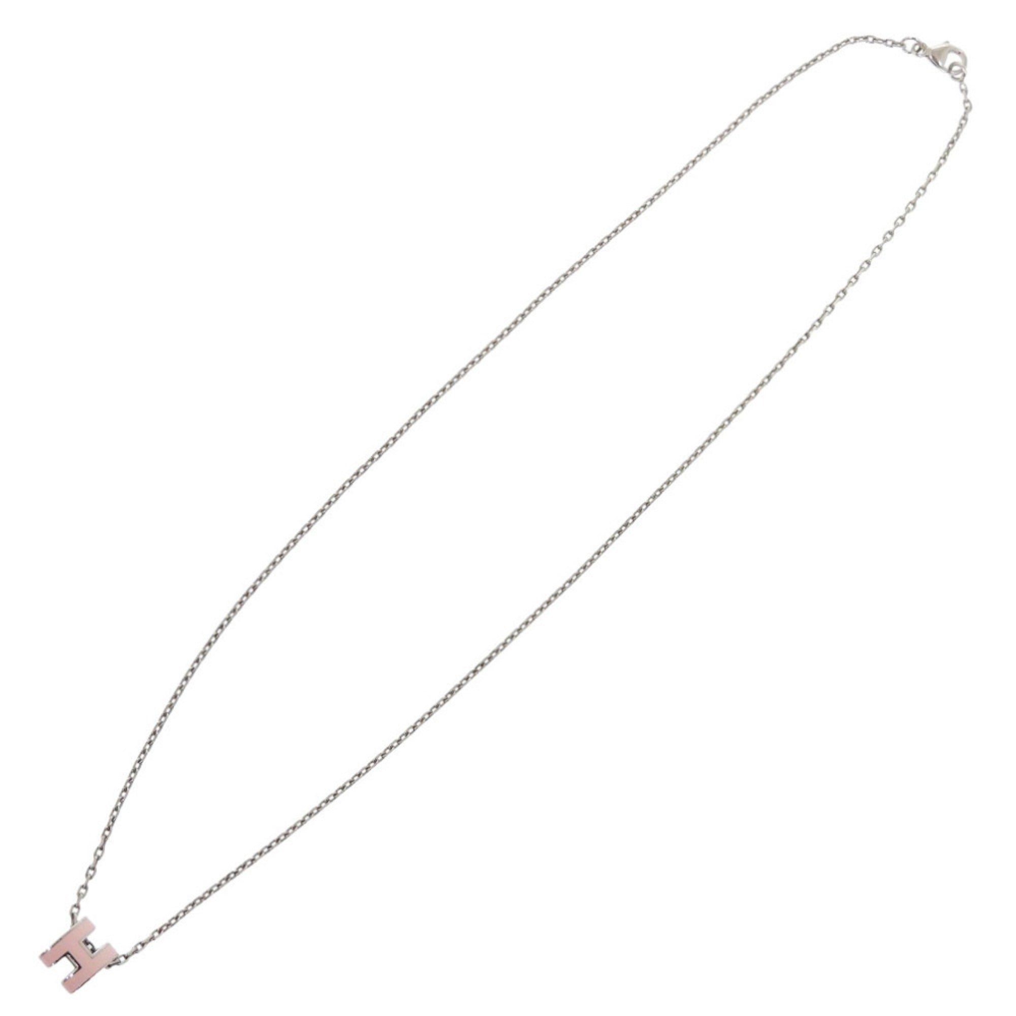 Mini Pendant Necklace Metal Pink and Silver
