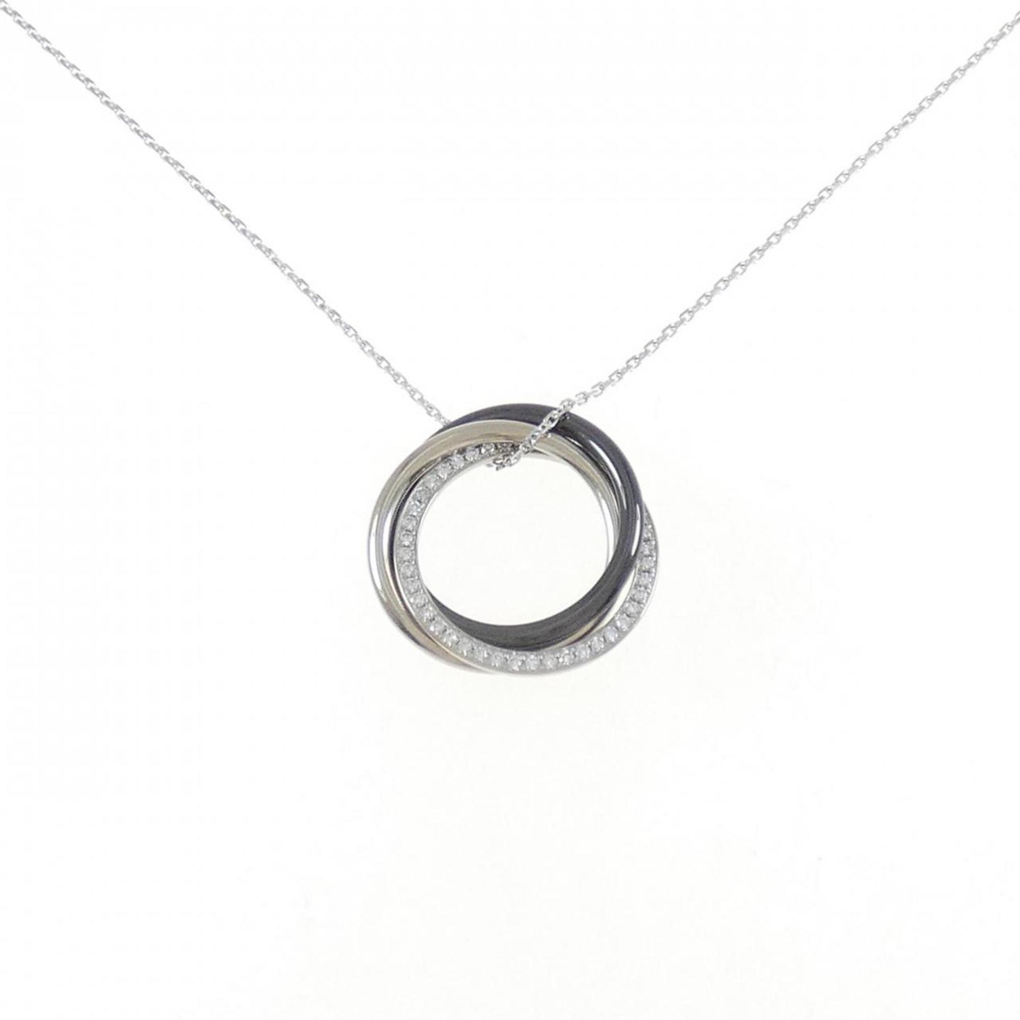 Trinity Pendant Necklace 18K White Gold and Ceramic