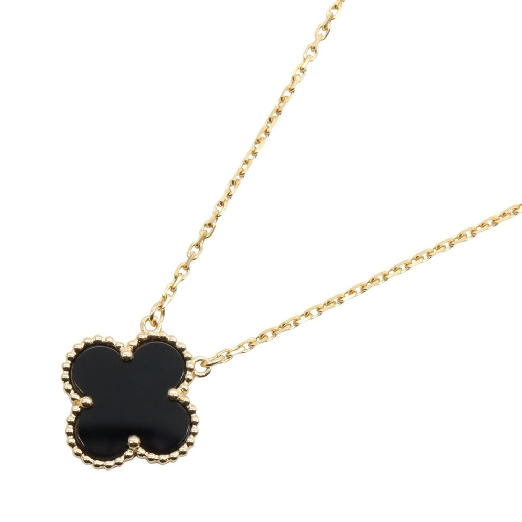 Vintage Alhambra Pendant Necklace 18K Yellow Gold and Onyx