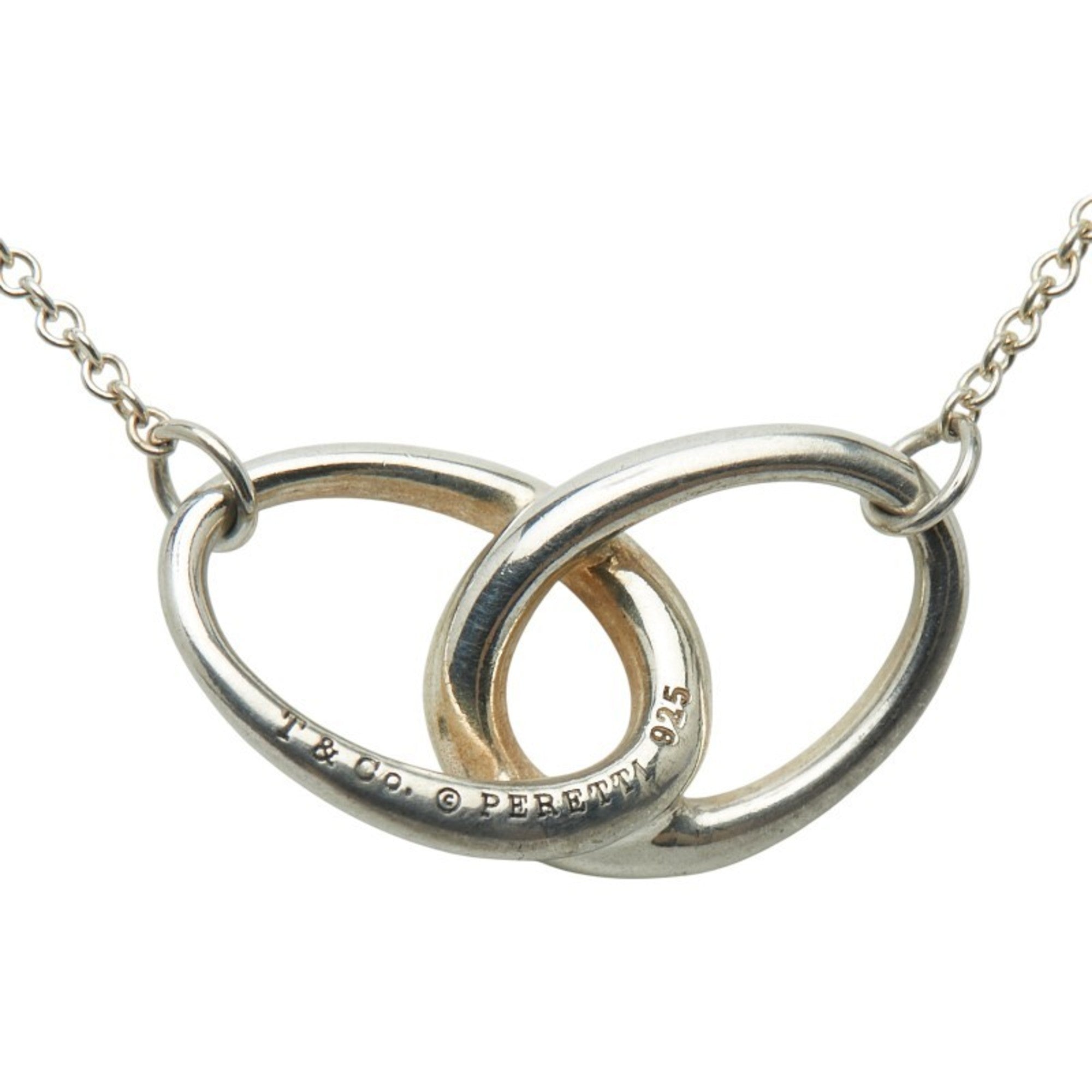 Double Loop Pendant Necklace Sterling Silver