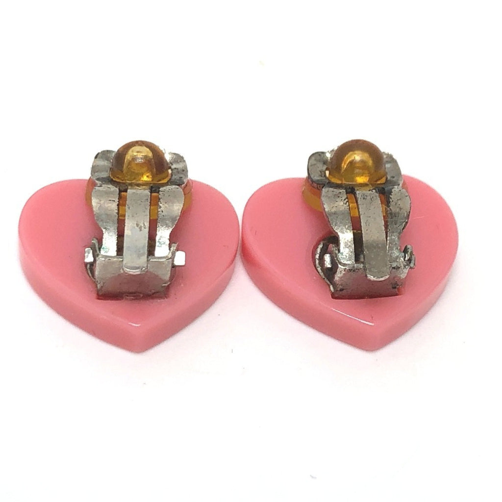 CC Logo Heart Clip-On Earrings Metal