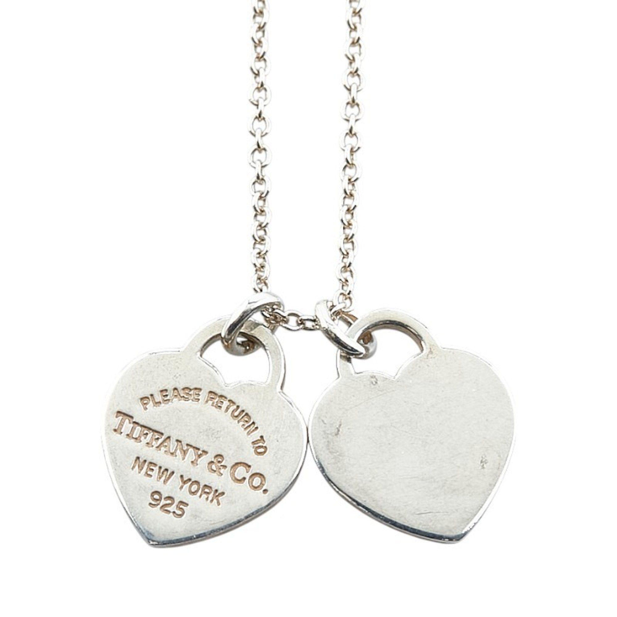 Double Heart Pendant Necklace Sterling Silver