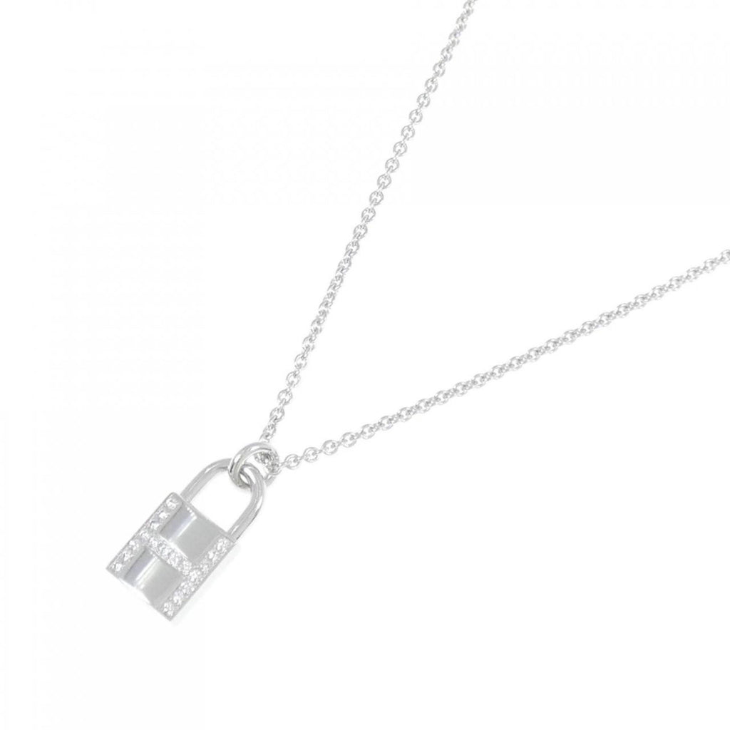 Amulet Padlock Pendant Necklace 18K White Gold