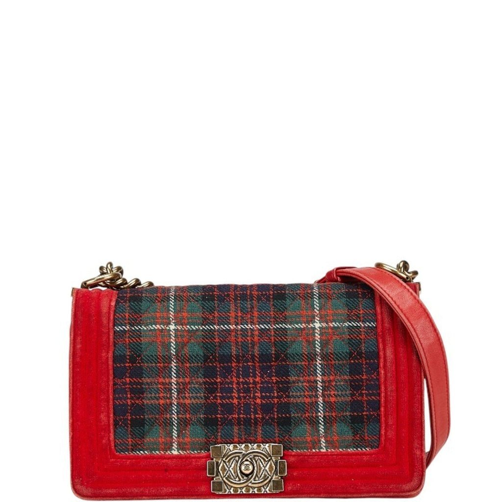 Paris-Edinburgh Boy Flap Bag Quilted Tweed with Velvet Old Medium