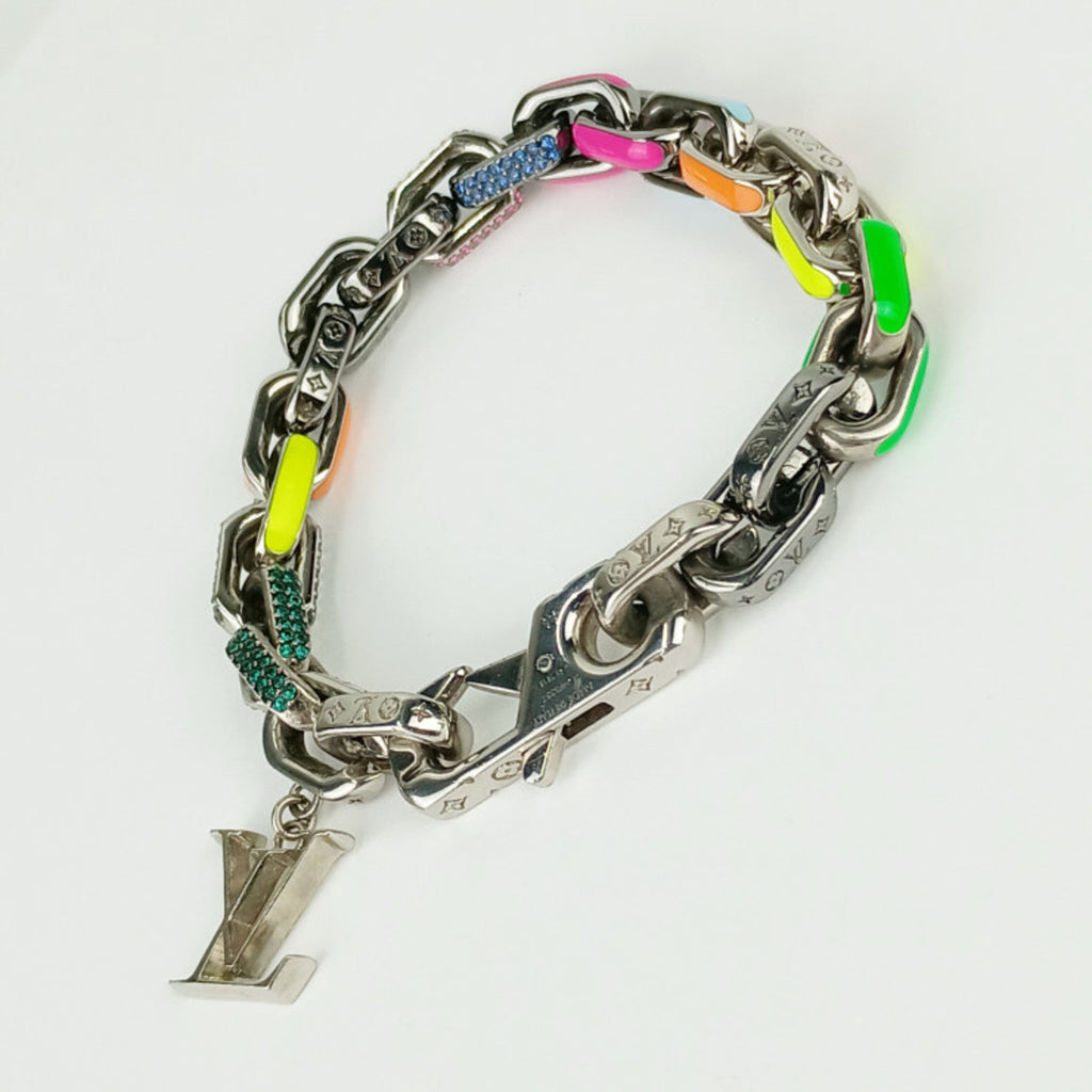 Bracelet Lacquer and Metal and Rhinestone Multicolor