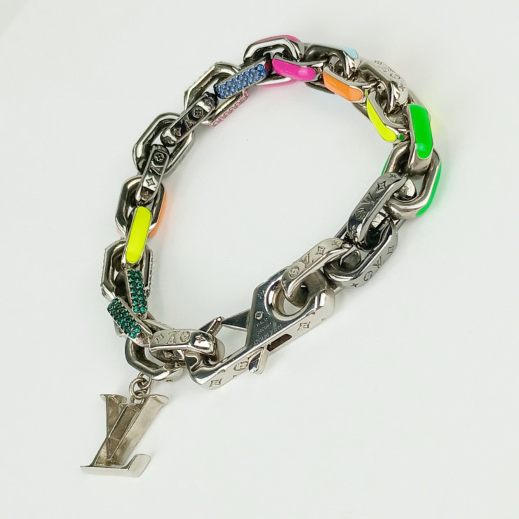 Bracelet Lacquer and Metal and Rhinestone Multicolor