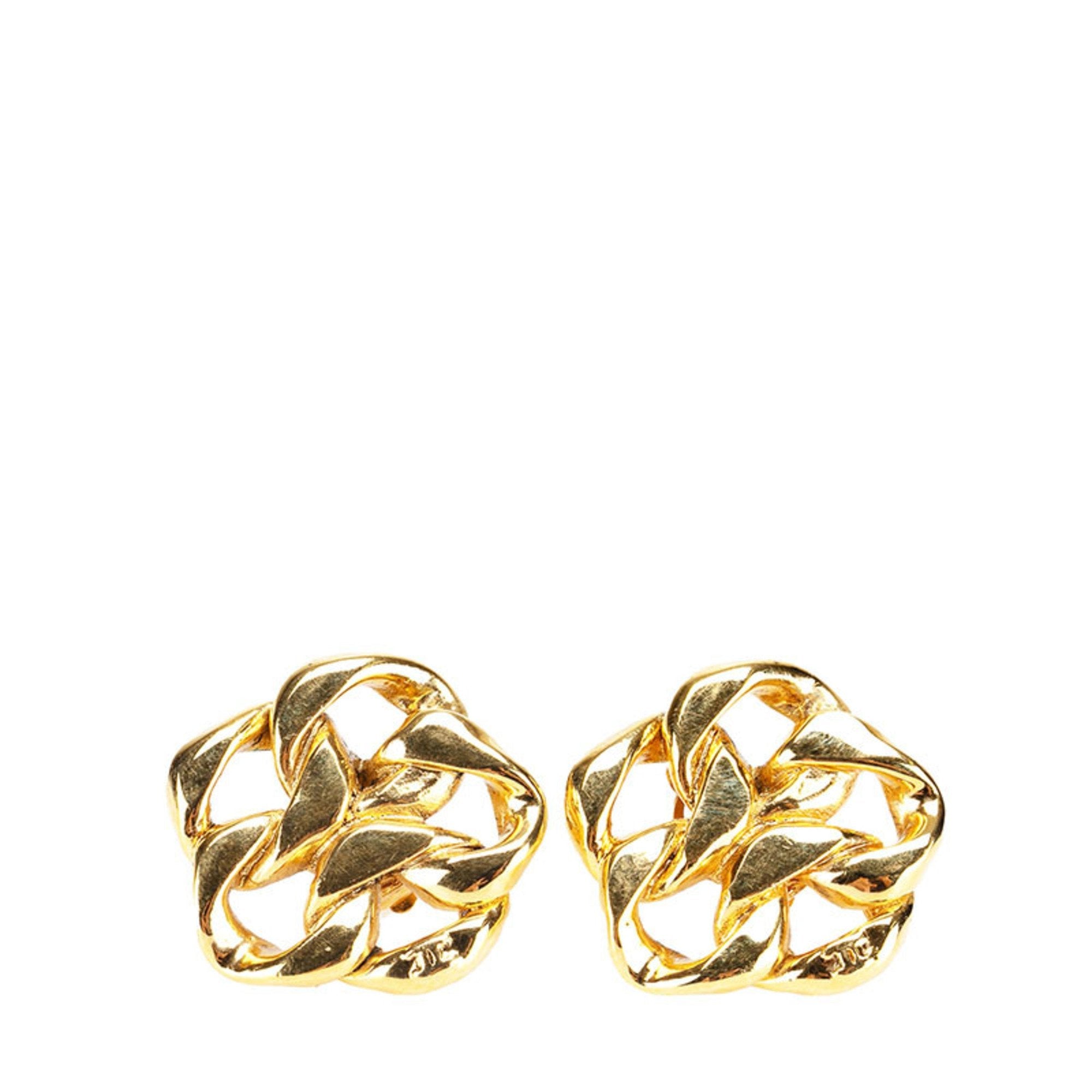 CC Logo Clip-On Earrings Metal Gold-Tone Metal