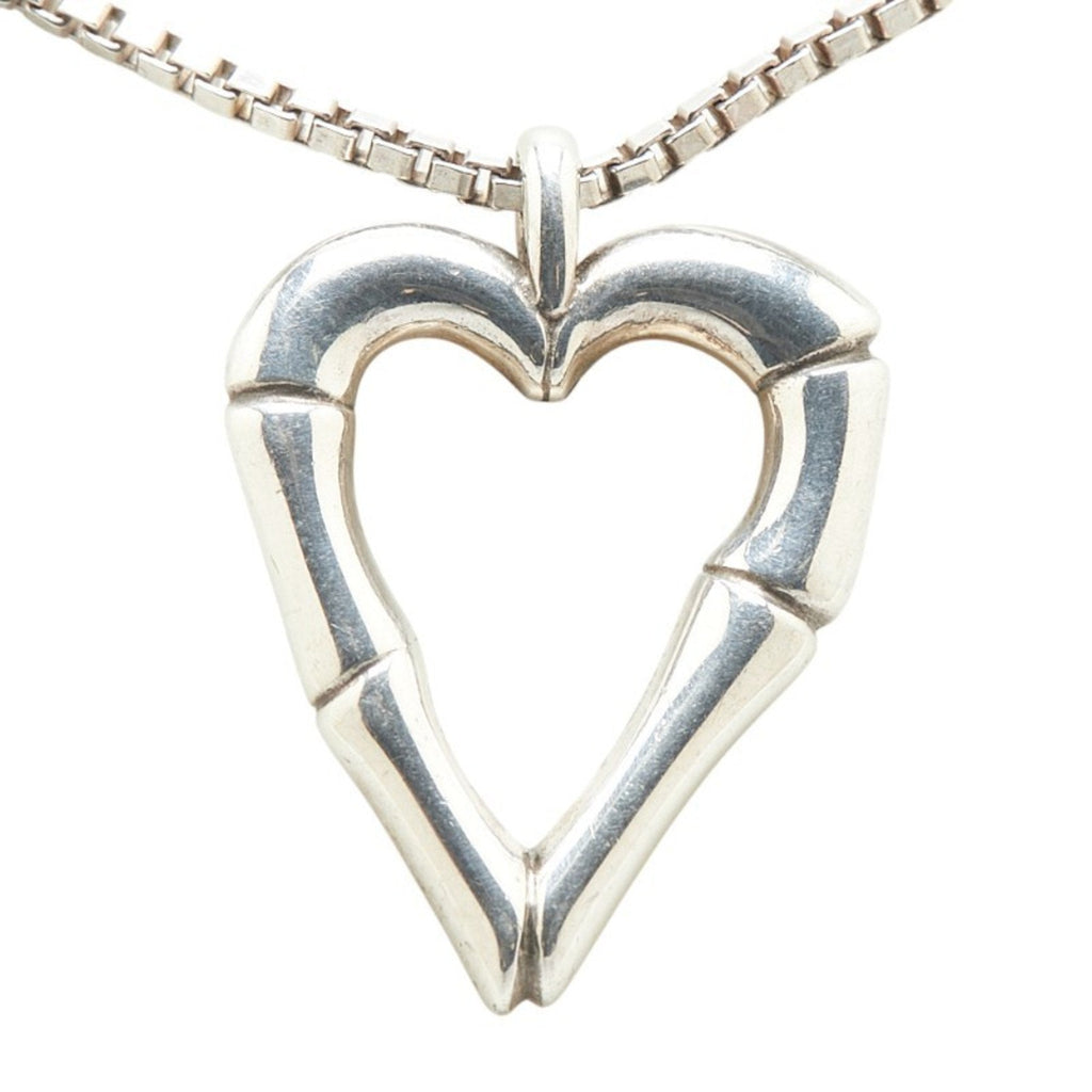 Bamboo Heart Pendant Necklace Sterling Silver