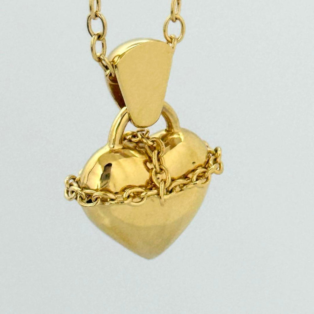 Love Lock Heart Pendant Necklace Metal