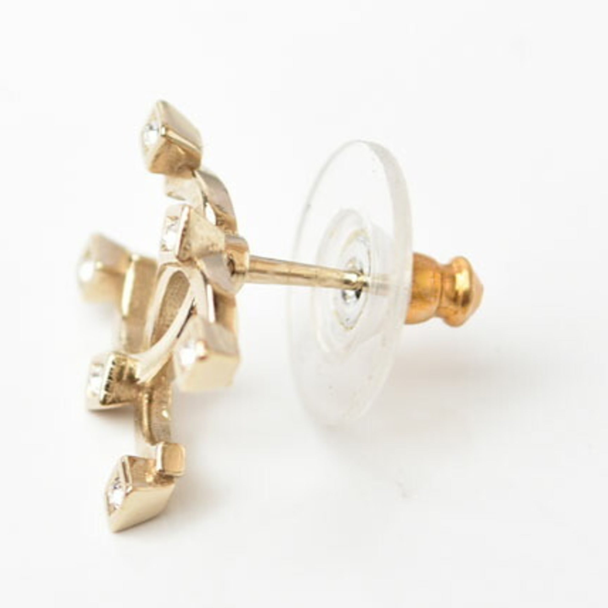 Earrings Rhinestone Gold-Tone Metal
