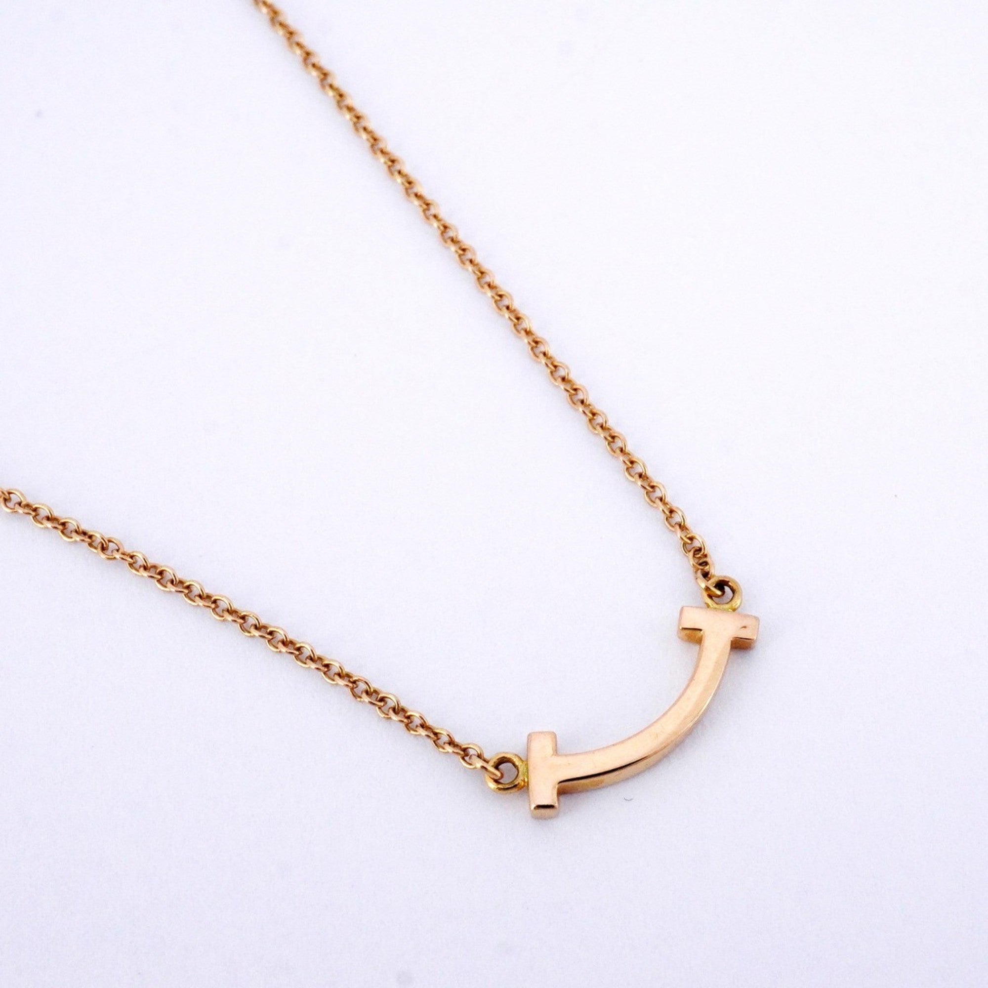 T Smile Mini Pendant Necklace 18K Rose Gold
