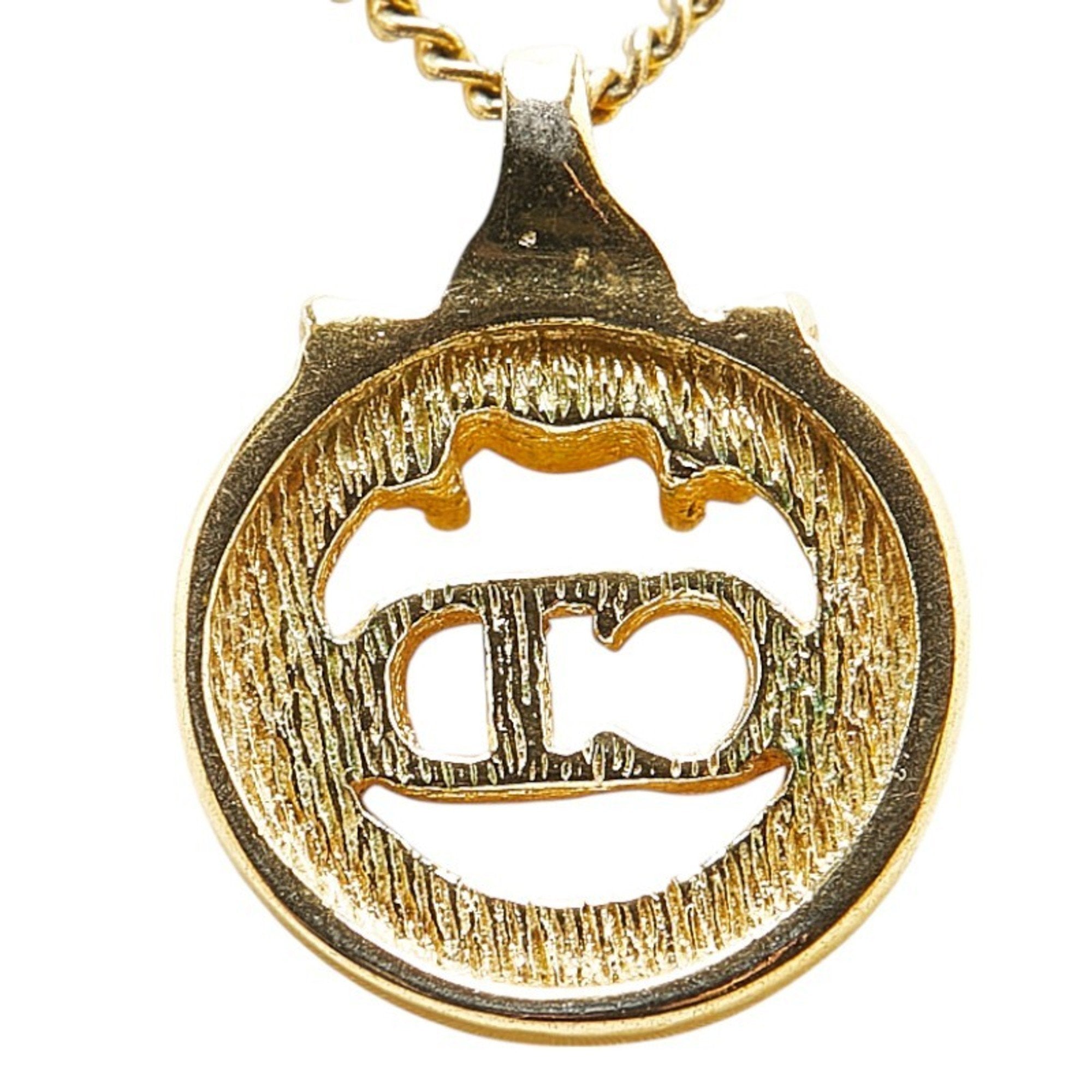 CD Pendant Necklace Gold with Rhinestone