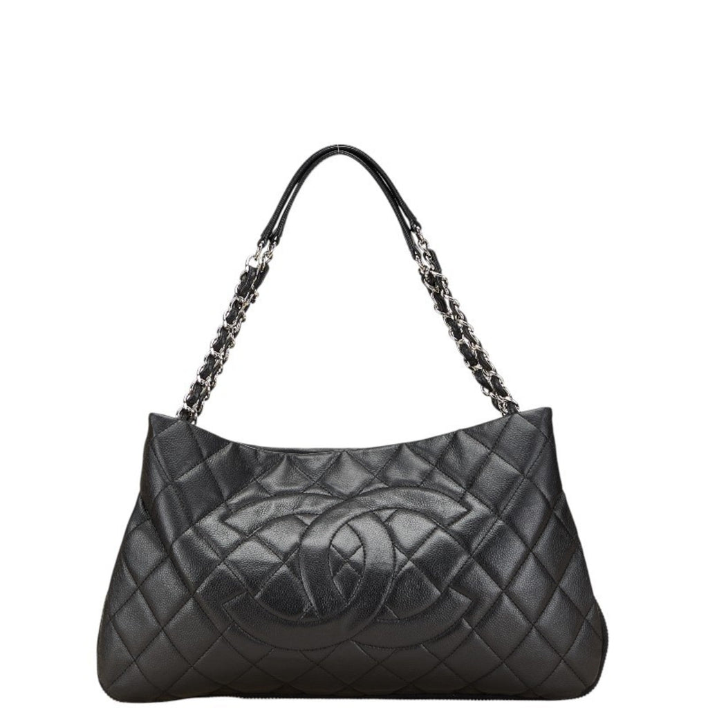 Timeless CC Expandable Tote Quilted Caviar Medium