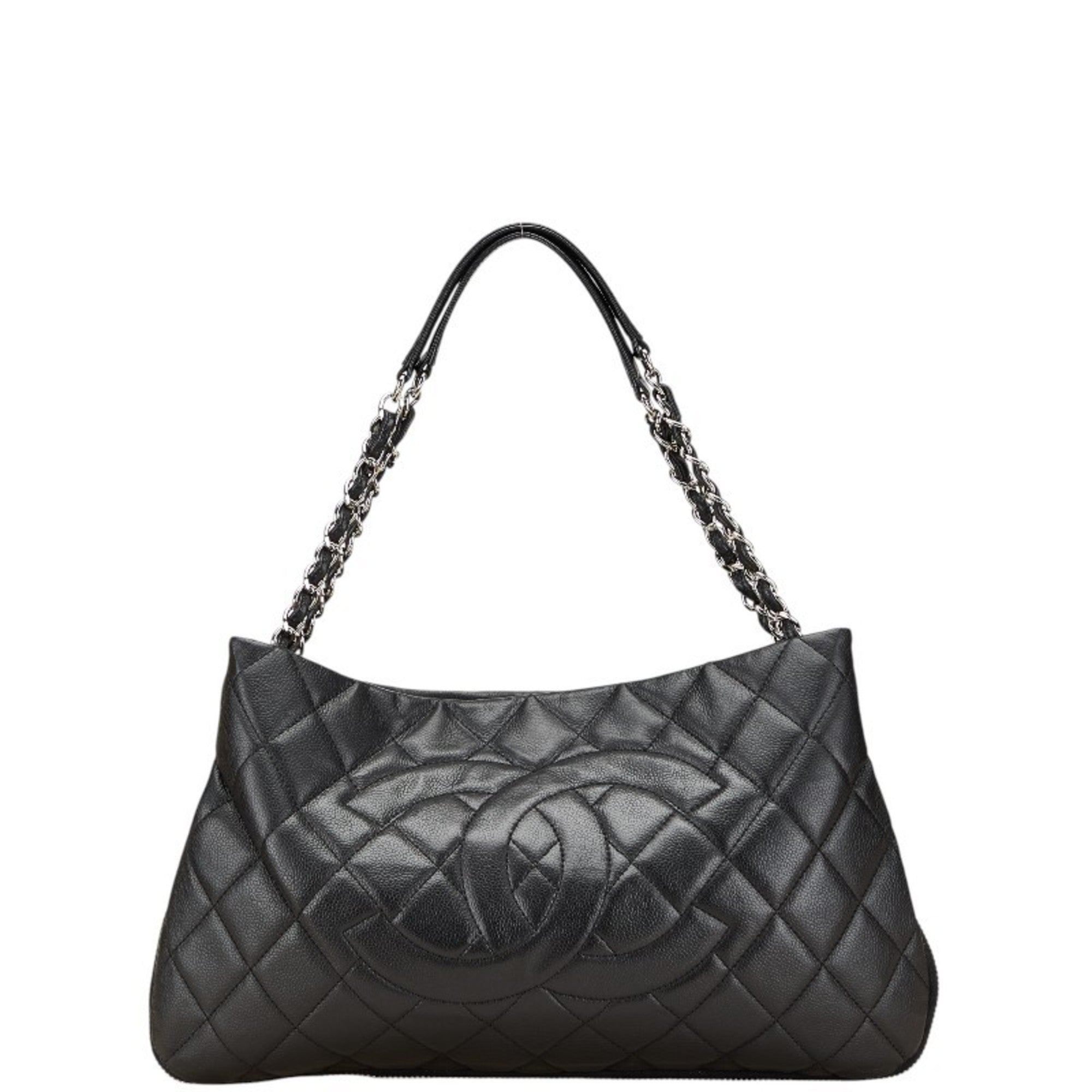 Timeless CC Expandable Tote Quilted Caviar Medium