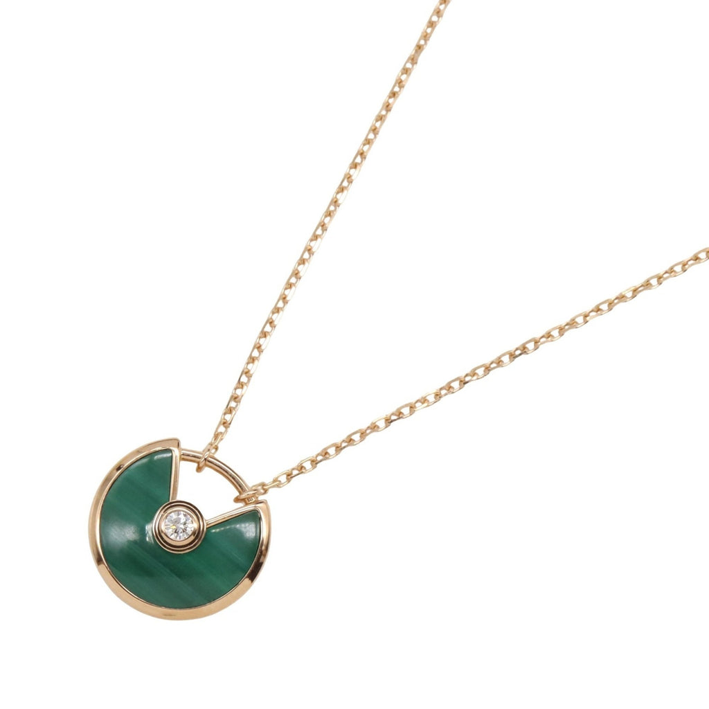 Pendant Necklace 18K Rose Gold with Diamond and Malachite