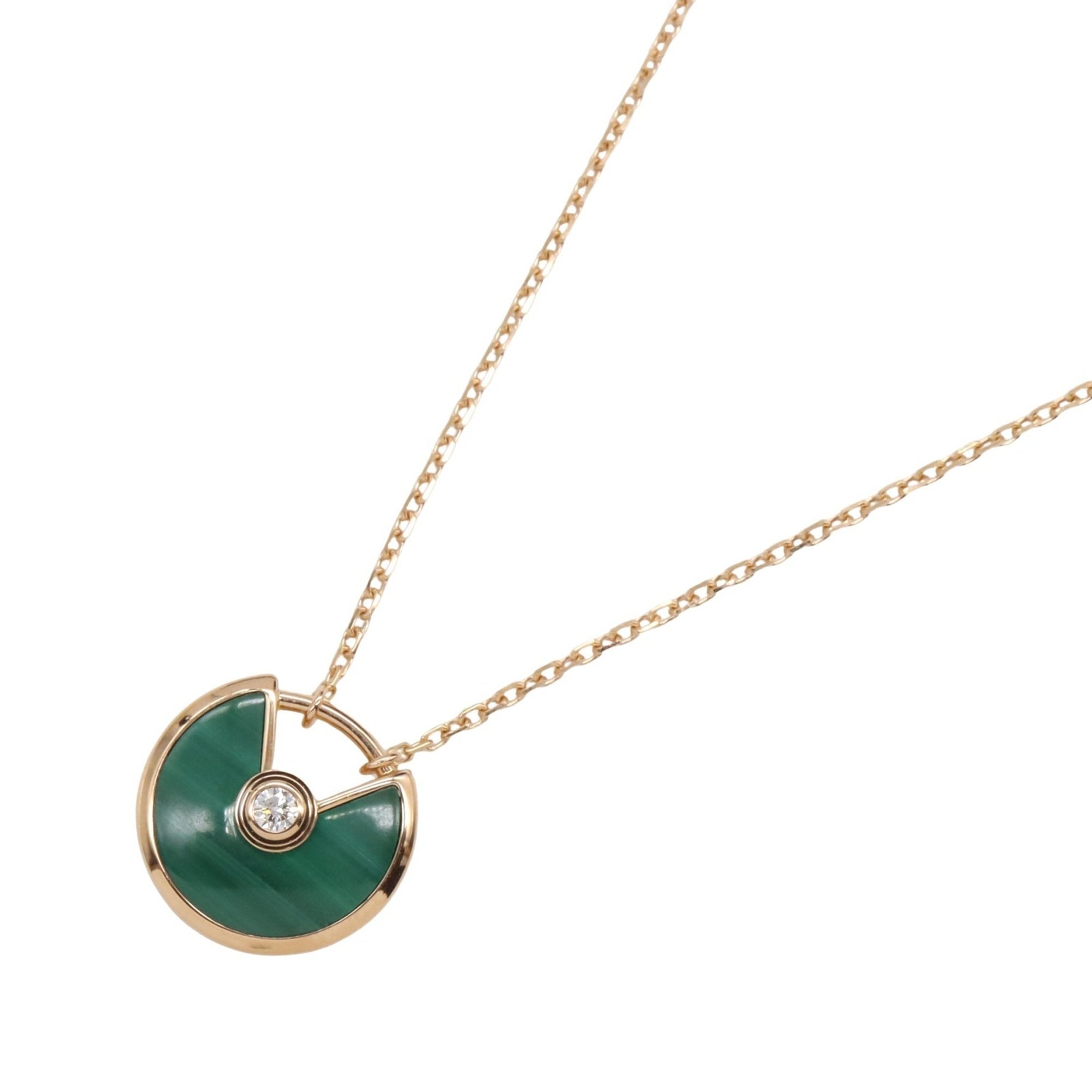 Pendant Necklace 18K Rose Gold with Diamond and Malachite