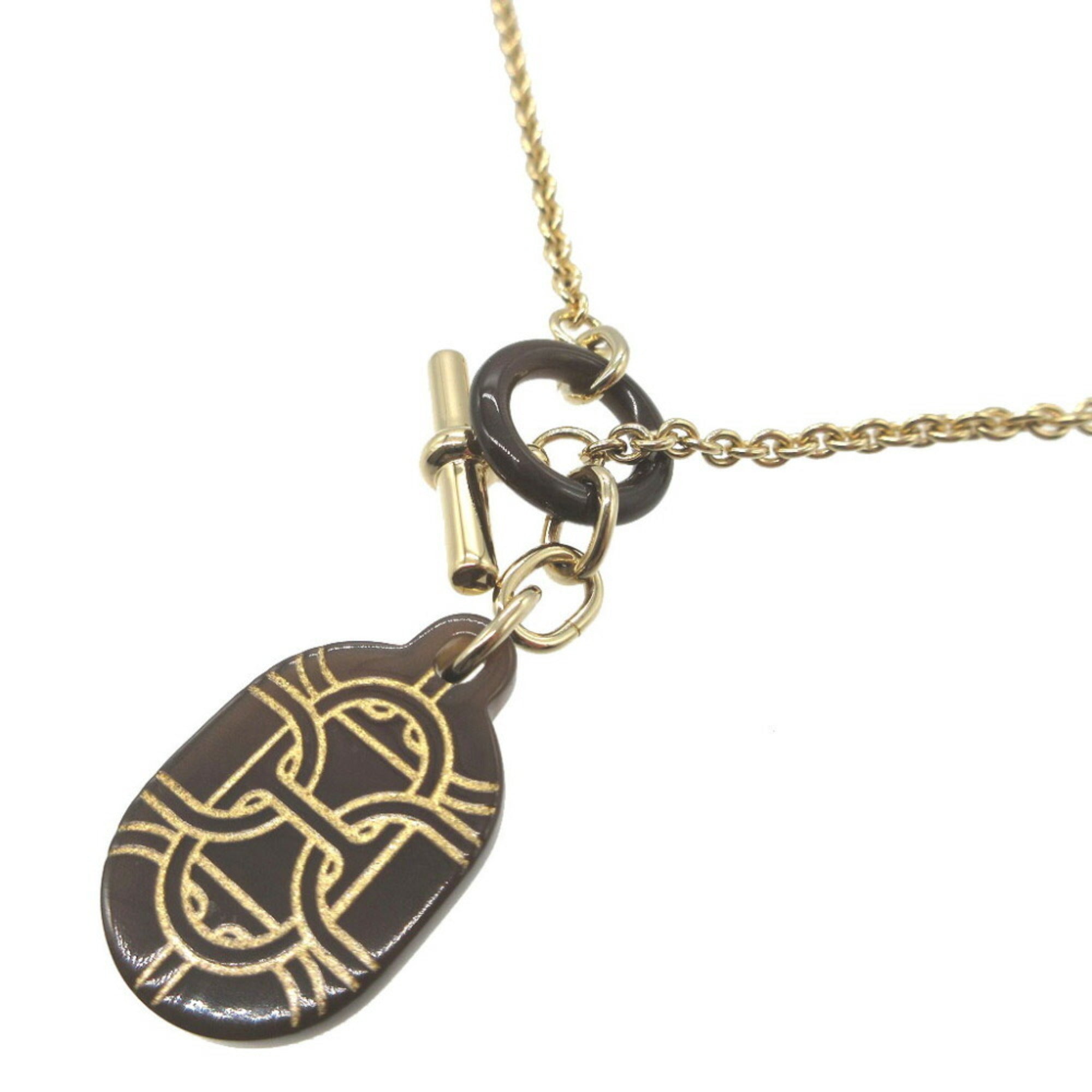 Pendant Necklace Metal Brown Gold
