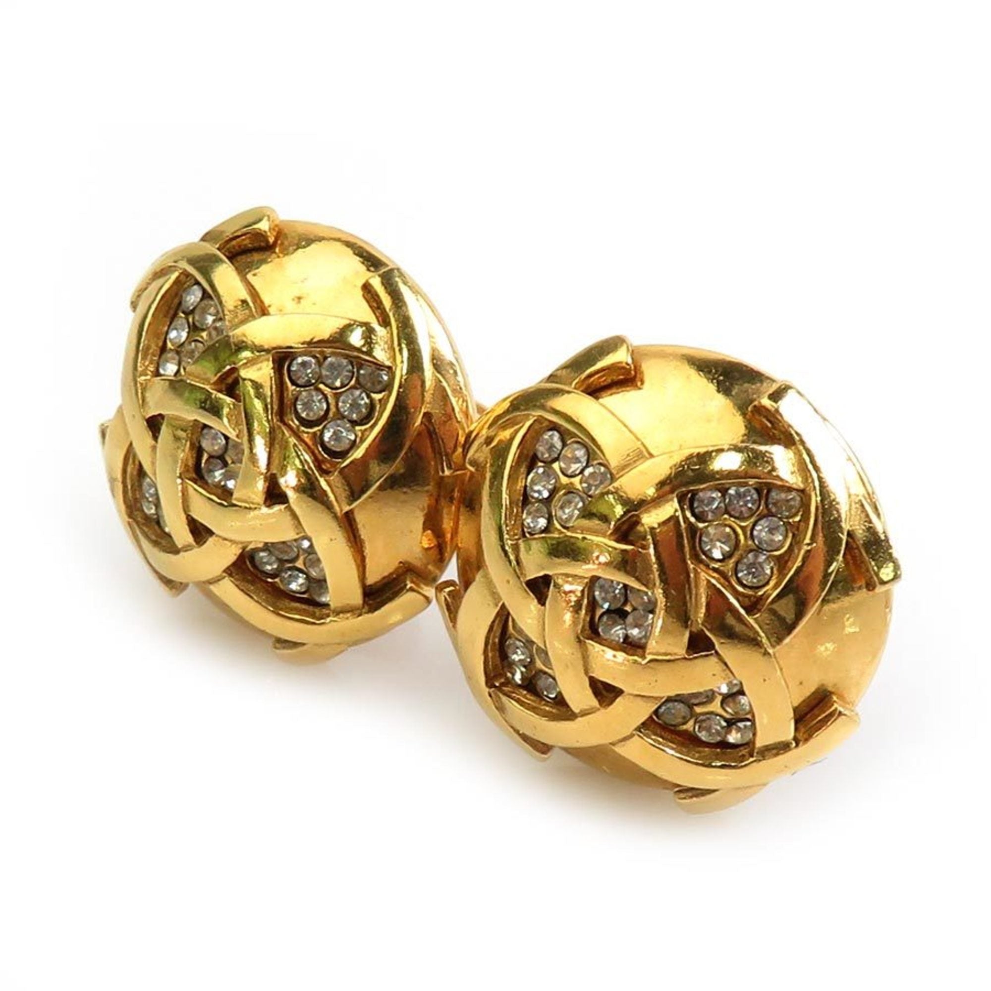 Earrings Rhinestone Gold-Tone Metal