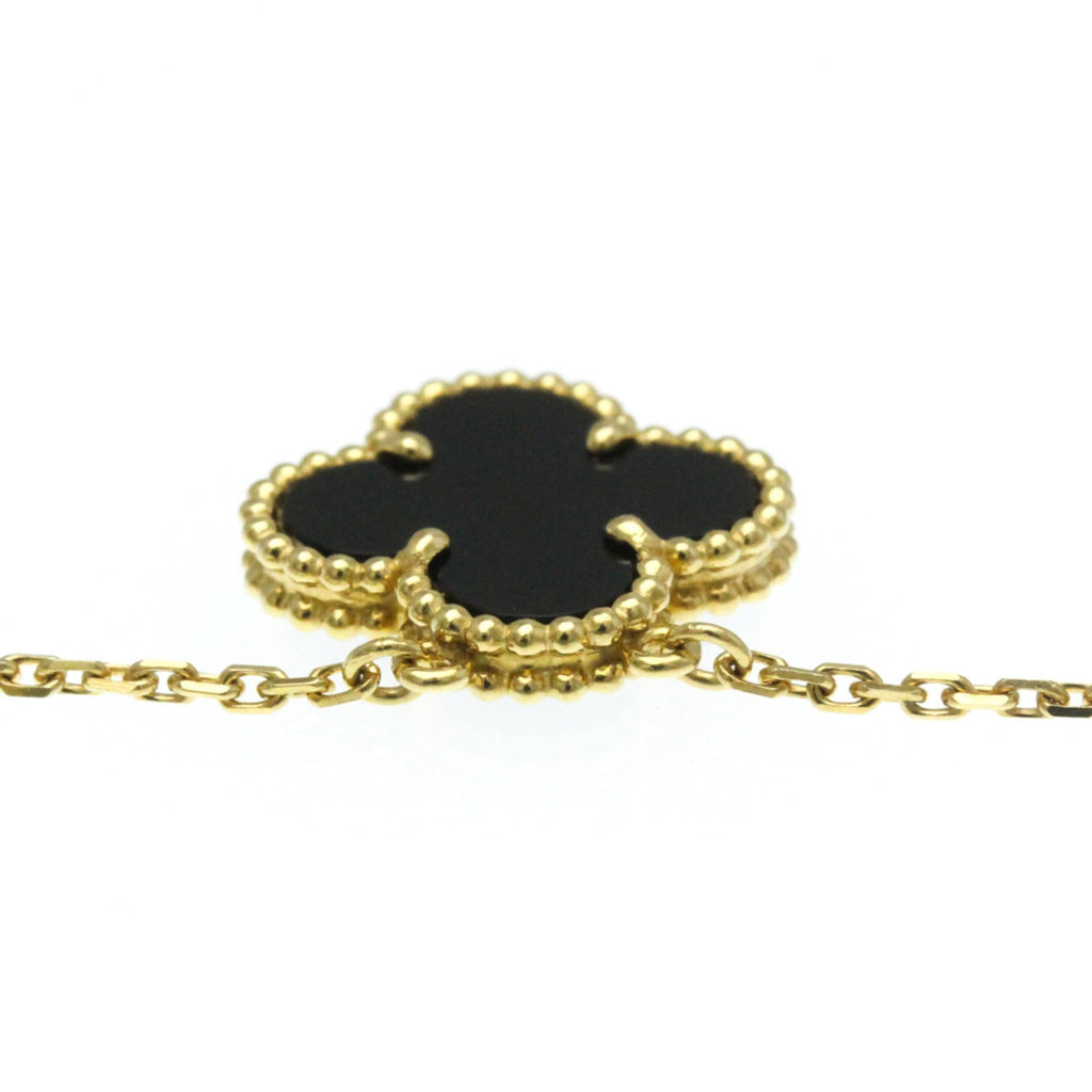Vintage Alhambra Pendant Necklace 18K Yellow Gold and Onyx