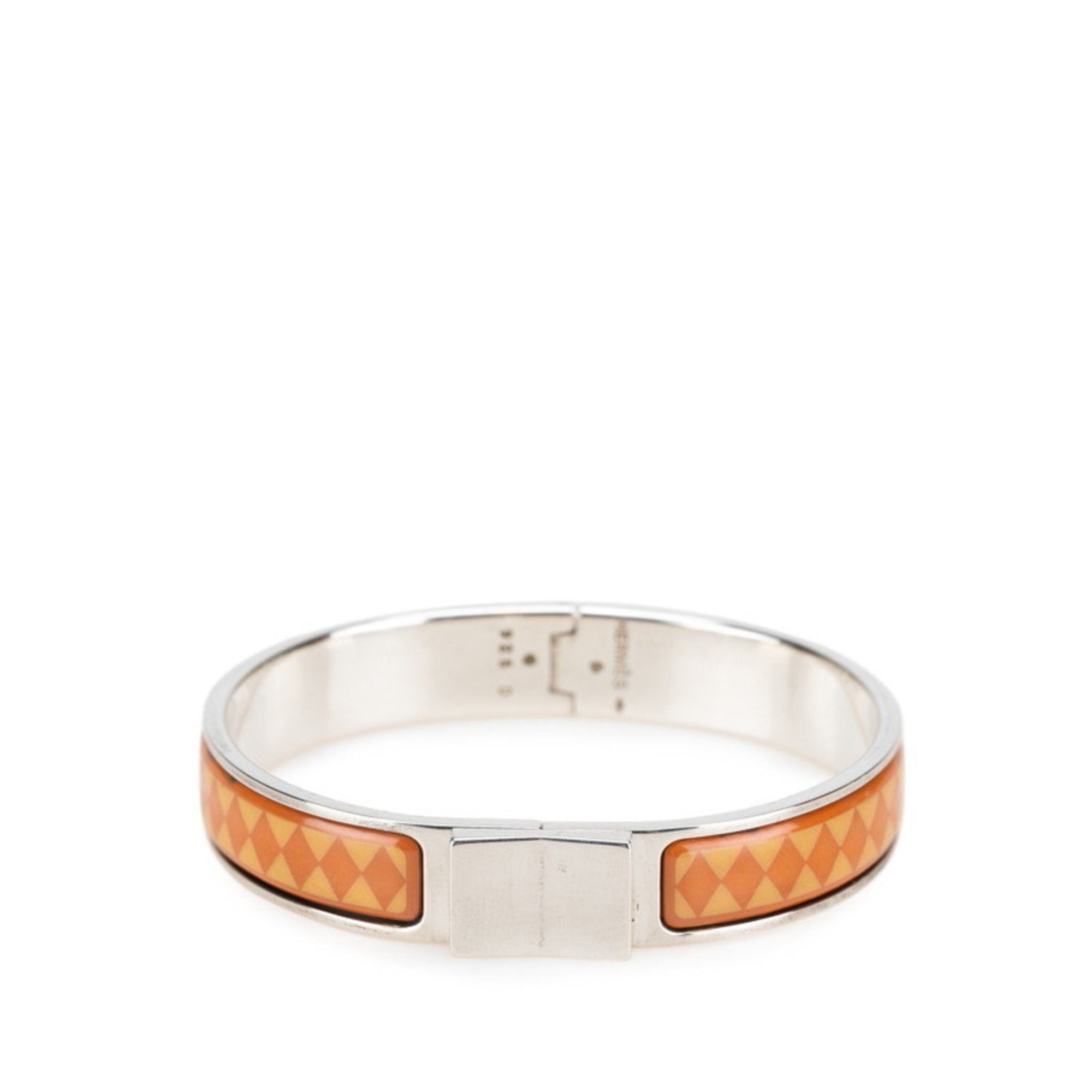 Enamel Bracelet Metal Beige Brown Silver