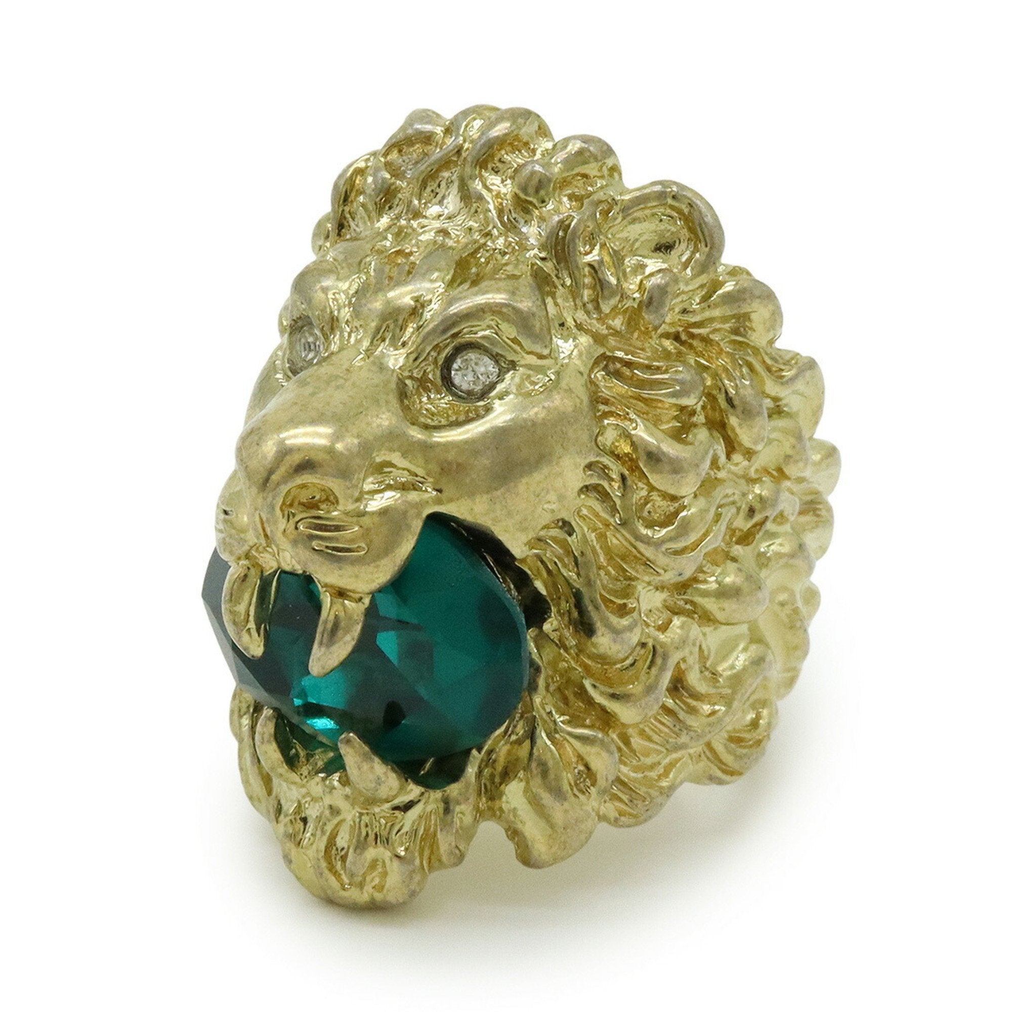 Lion Head Ring Gold and Green