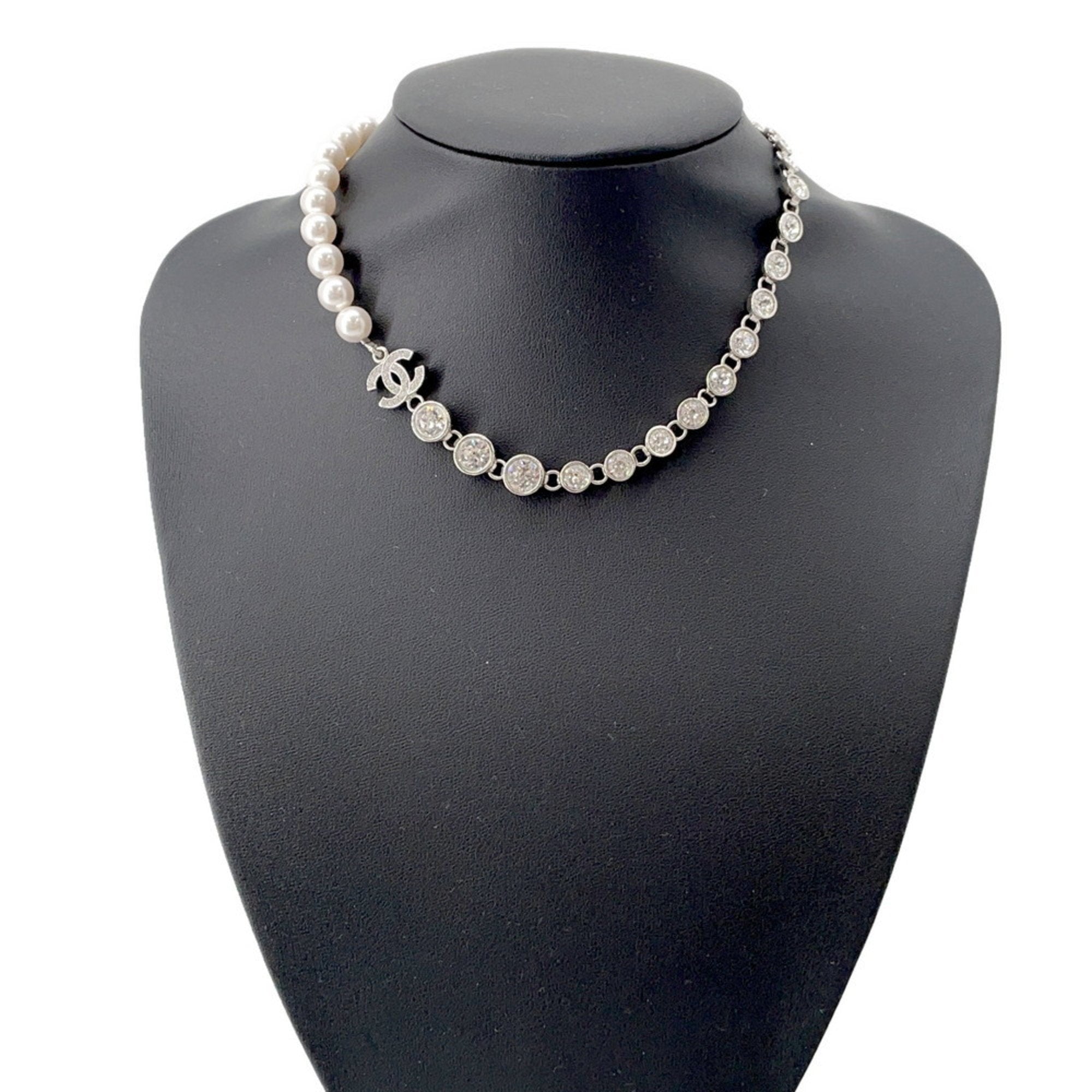 CC Logo Pendant Necklace Silver-Tone Metal