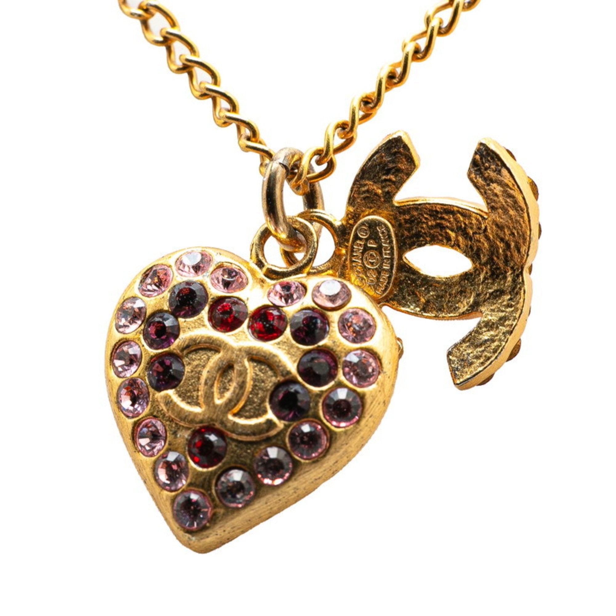 CC Logo Heart Pendant Necklace Metal