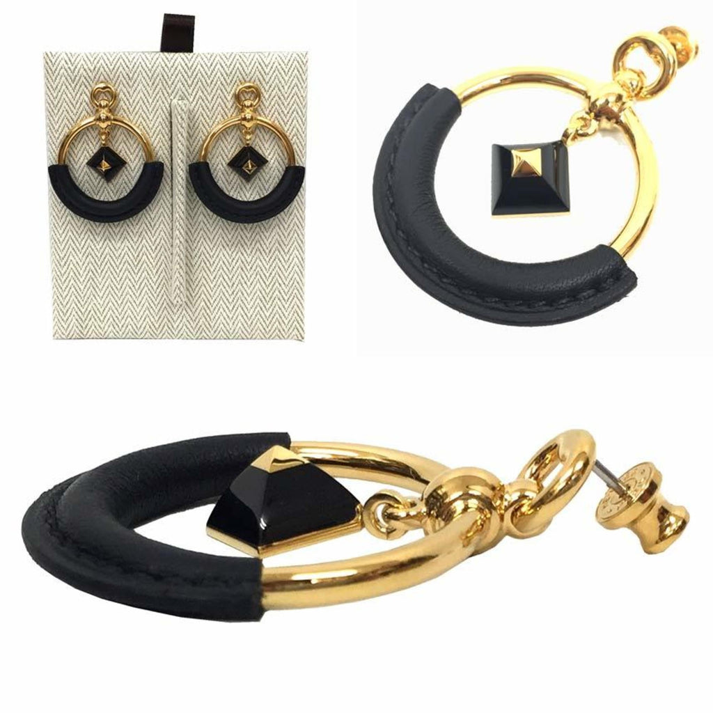 Earrings Metal and Swift Leather