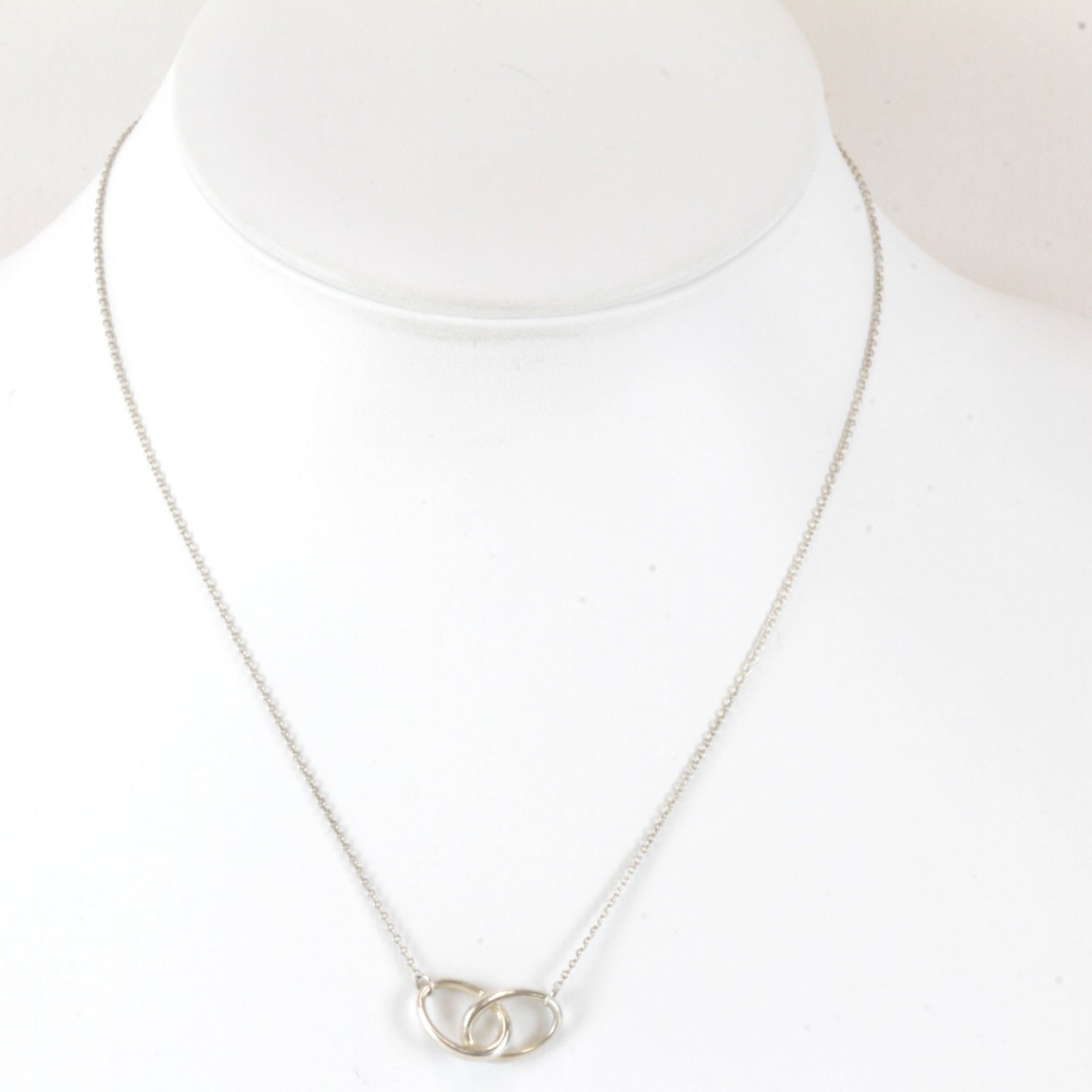 Double Loop Pendant Necklace Sterling Silver