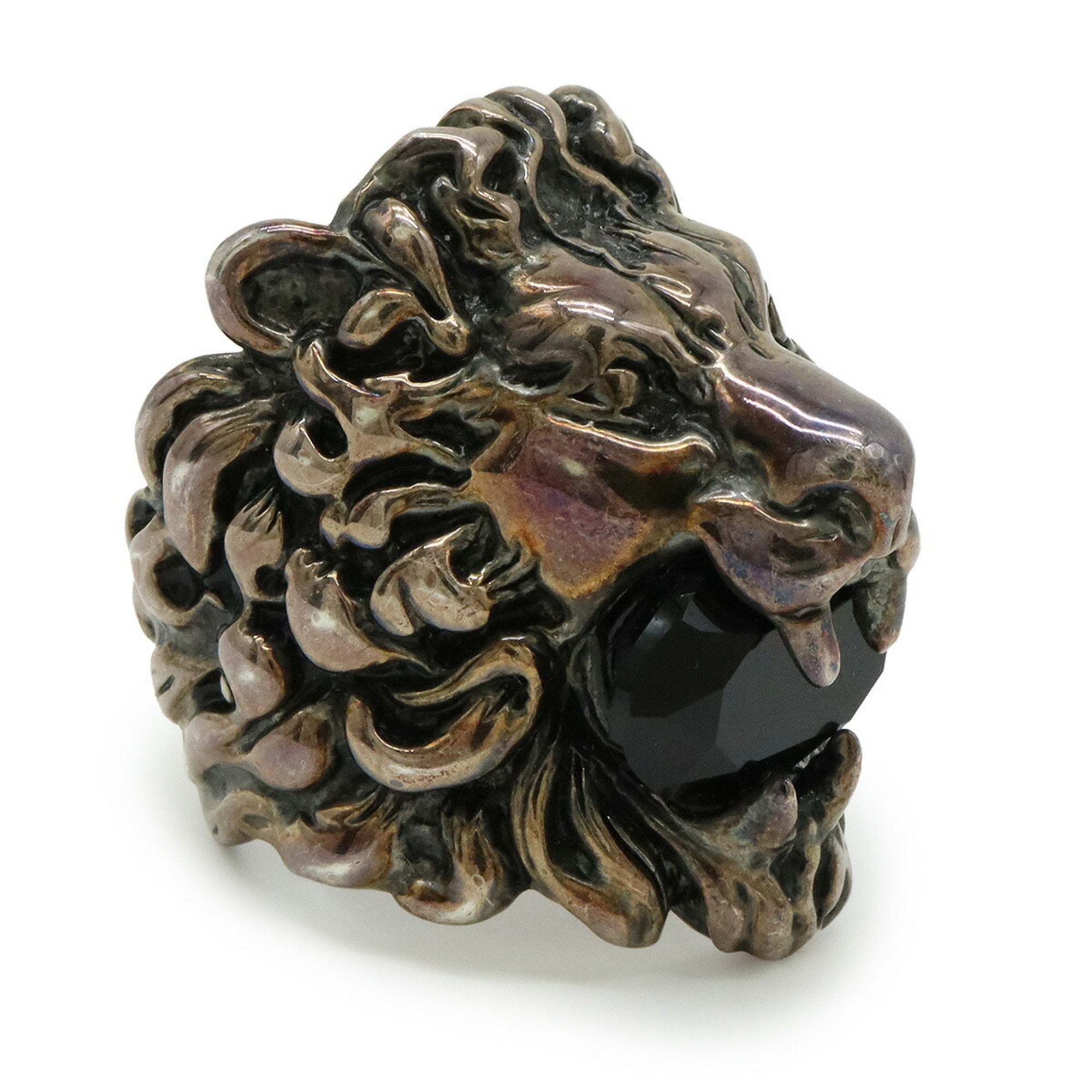Lion Head Ring Pink Gold and Black