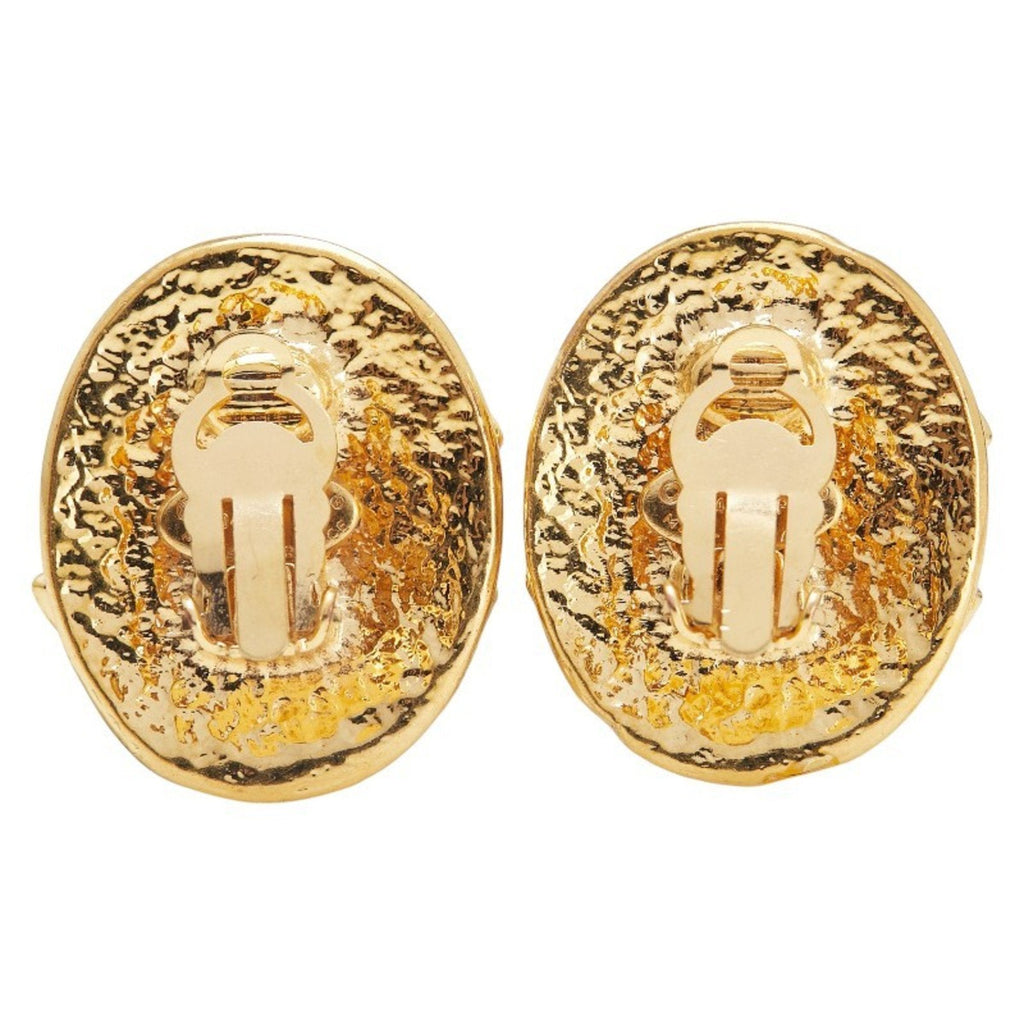 CC Logo Oval Clip-On Earrings Metal Gold-Tone Metal