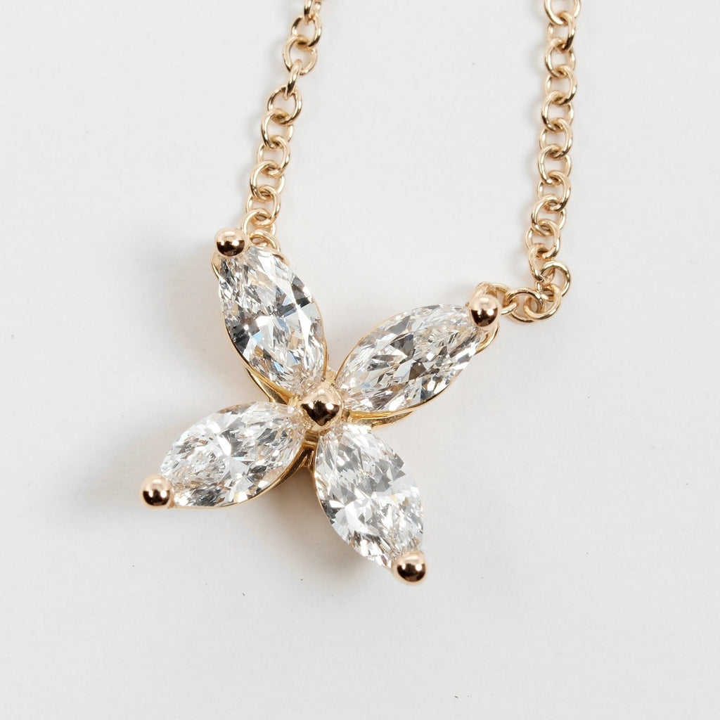 Pendant Necklace Bronze Pink With Diamond