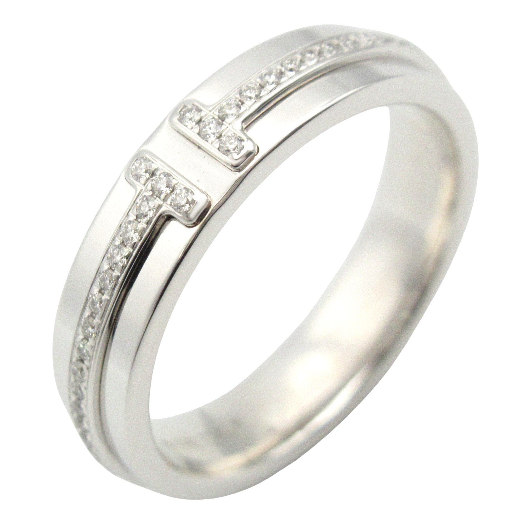 T Narrow Ring 18K White Gold with Diamond