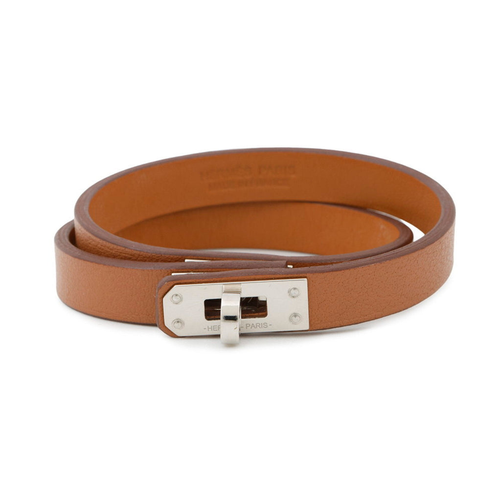 Kelly Double Tour Bracelet Swift Leather Gold