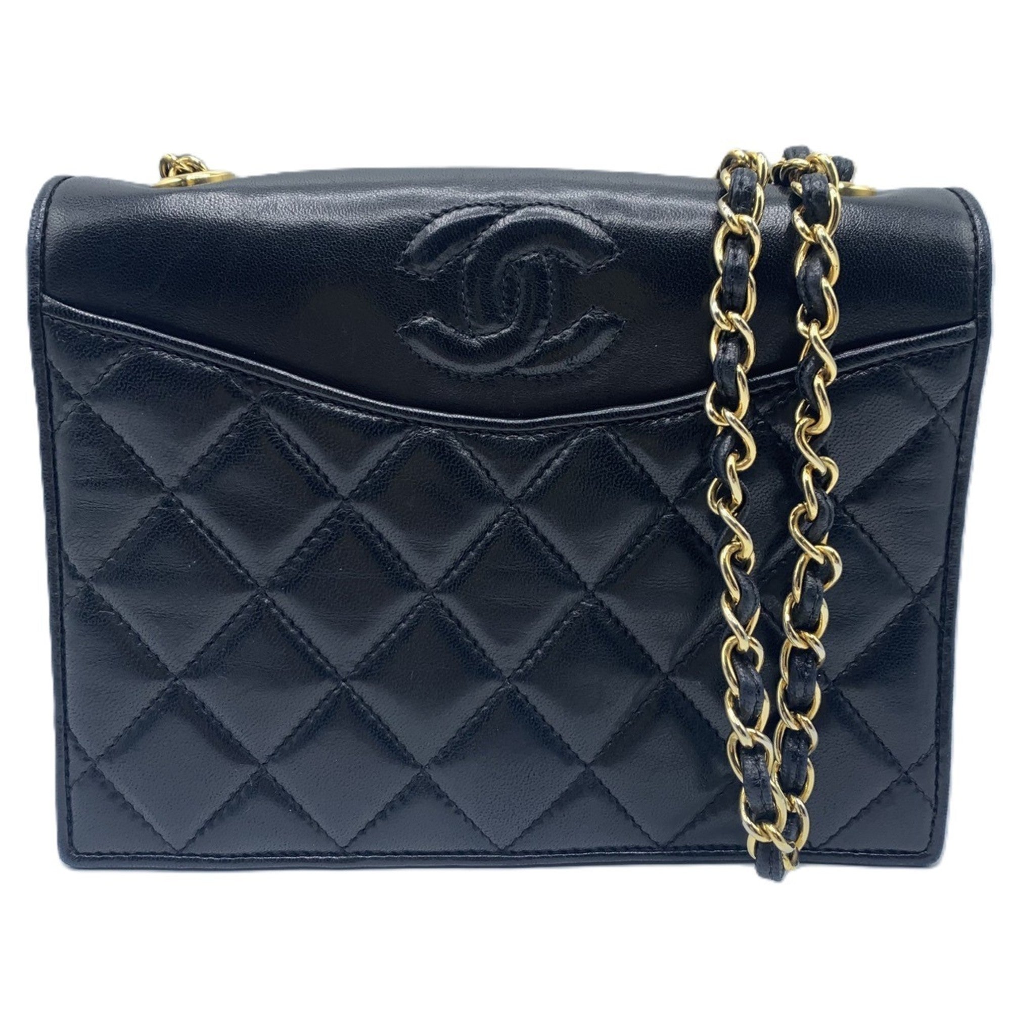 Vintage CC Full Flap Bag Quilted Lambskin Small