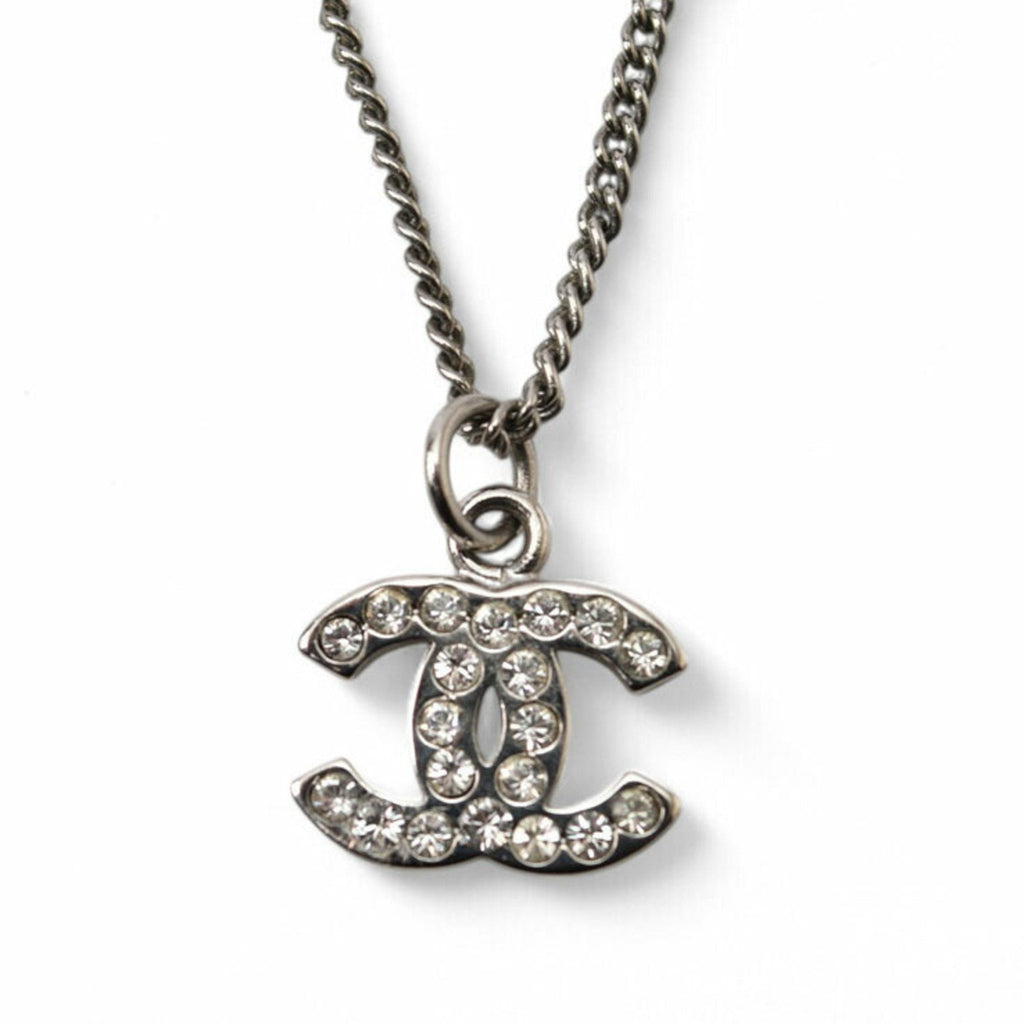 CC Logo Pendant Necklace Silver-Tone Metal