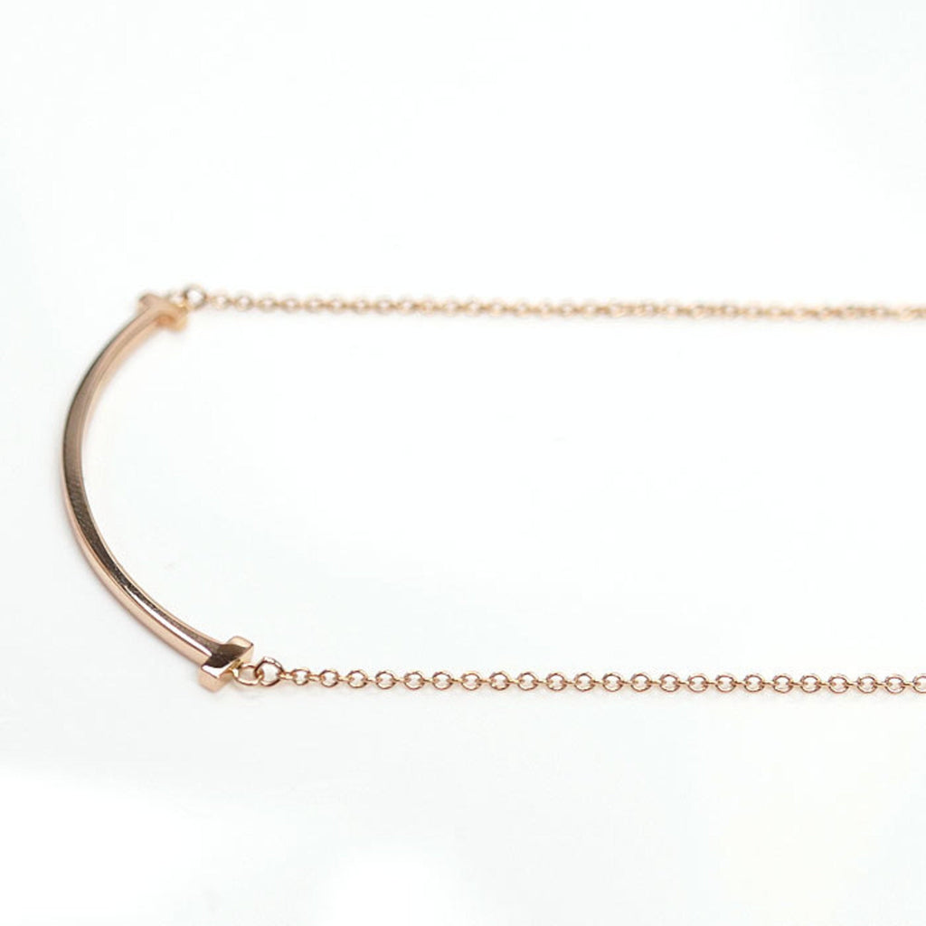 T Smile Pendant Necklace 18K Rose Gold