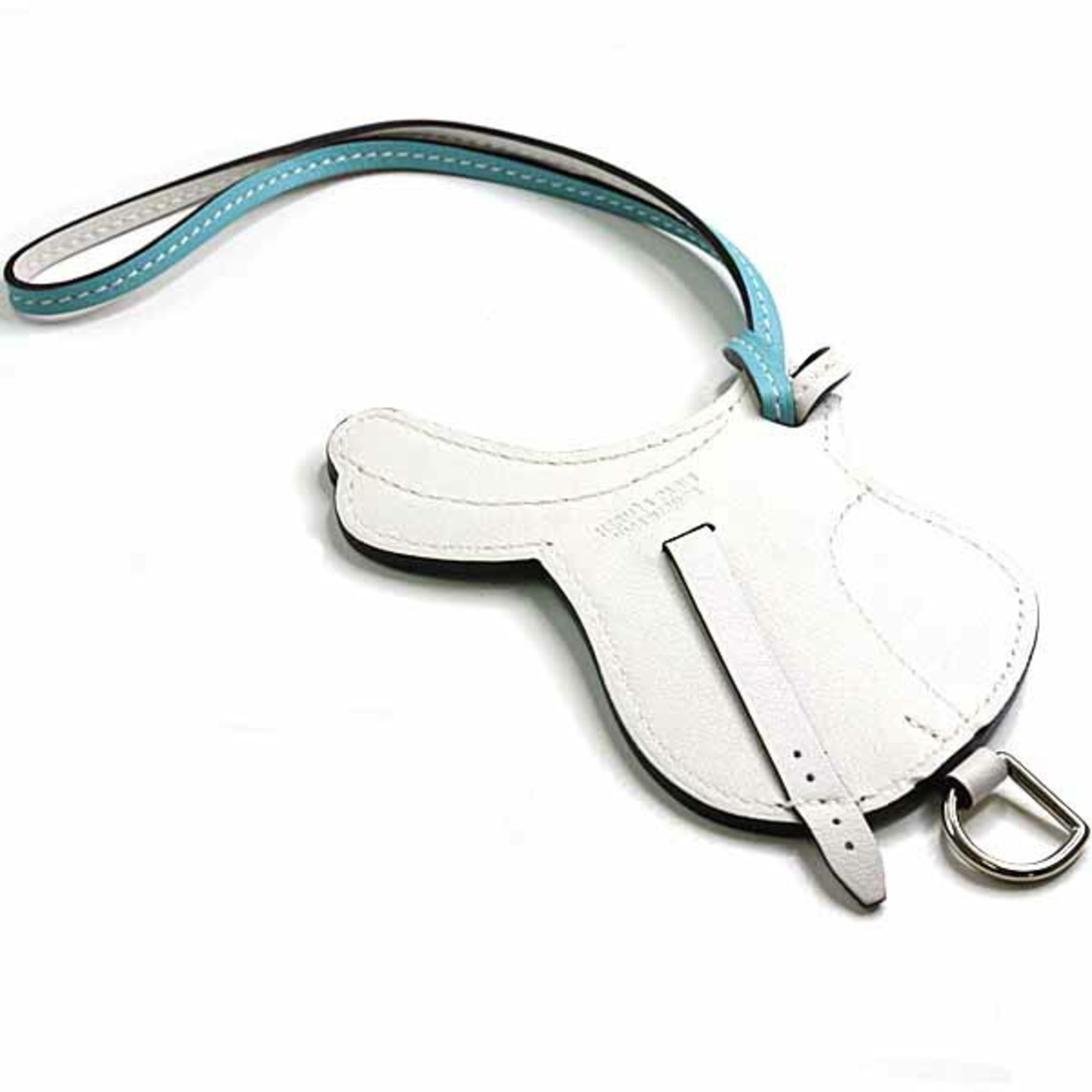 Paddock Sailor Charm Saddle Swift Leather Blue and White Handbag Charm