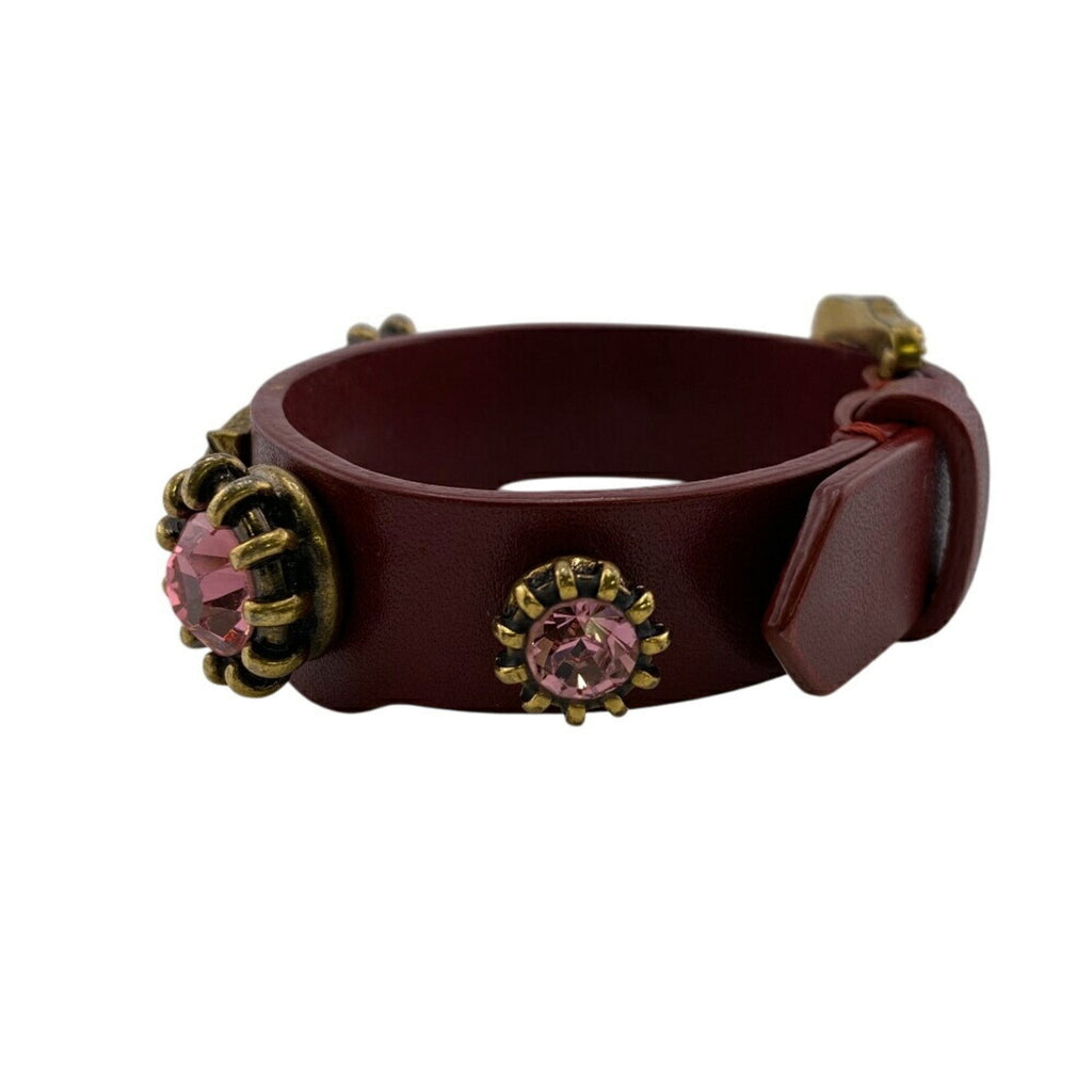 Bracelet Leather Gold and Red