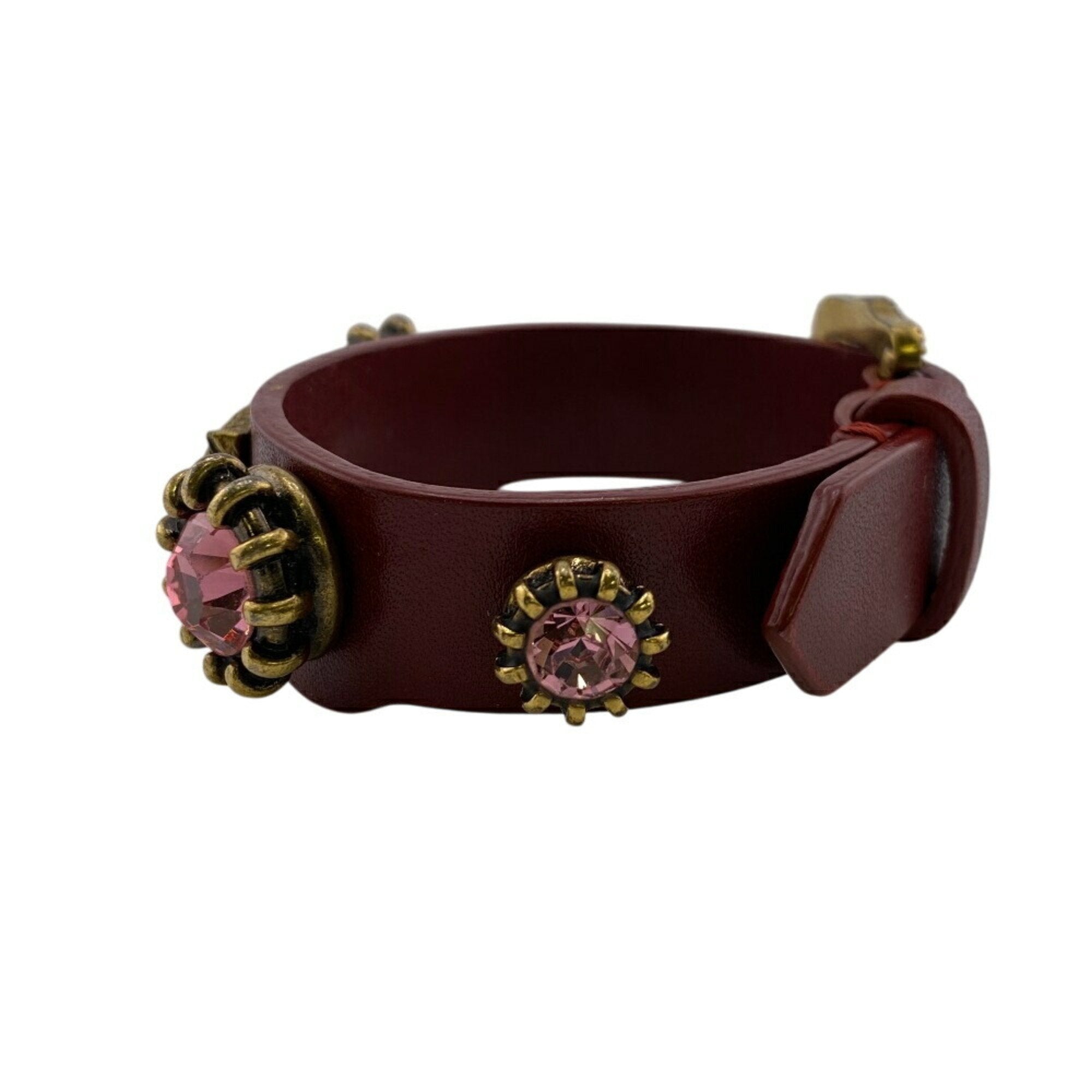 Bracelet Leather Gold and Red